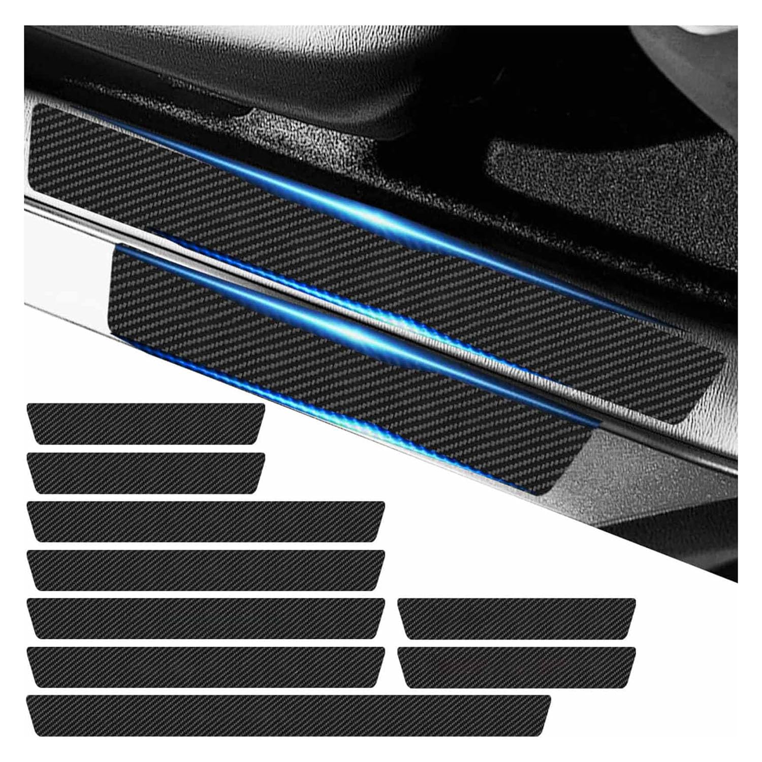 QKXNQGWTW Car Door Sill Protector for Jeep Avenger Grand Cherokee, 9PCS Car Bumper Protector, Carbon Fiber Door Sill Strip, Rear Bumper Protective Film