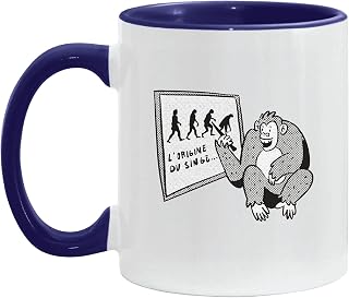 Educational Monkey Evolution Chart Gift for Kids and Students 11oz 15oz Inner Color Accent Mug