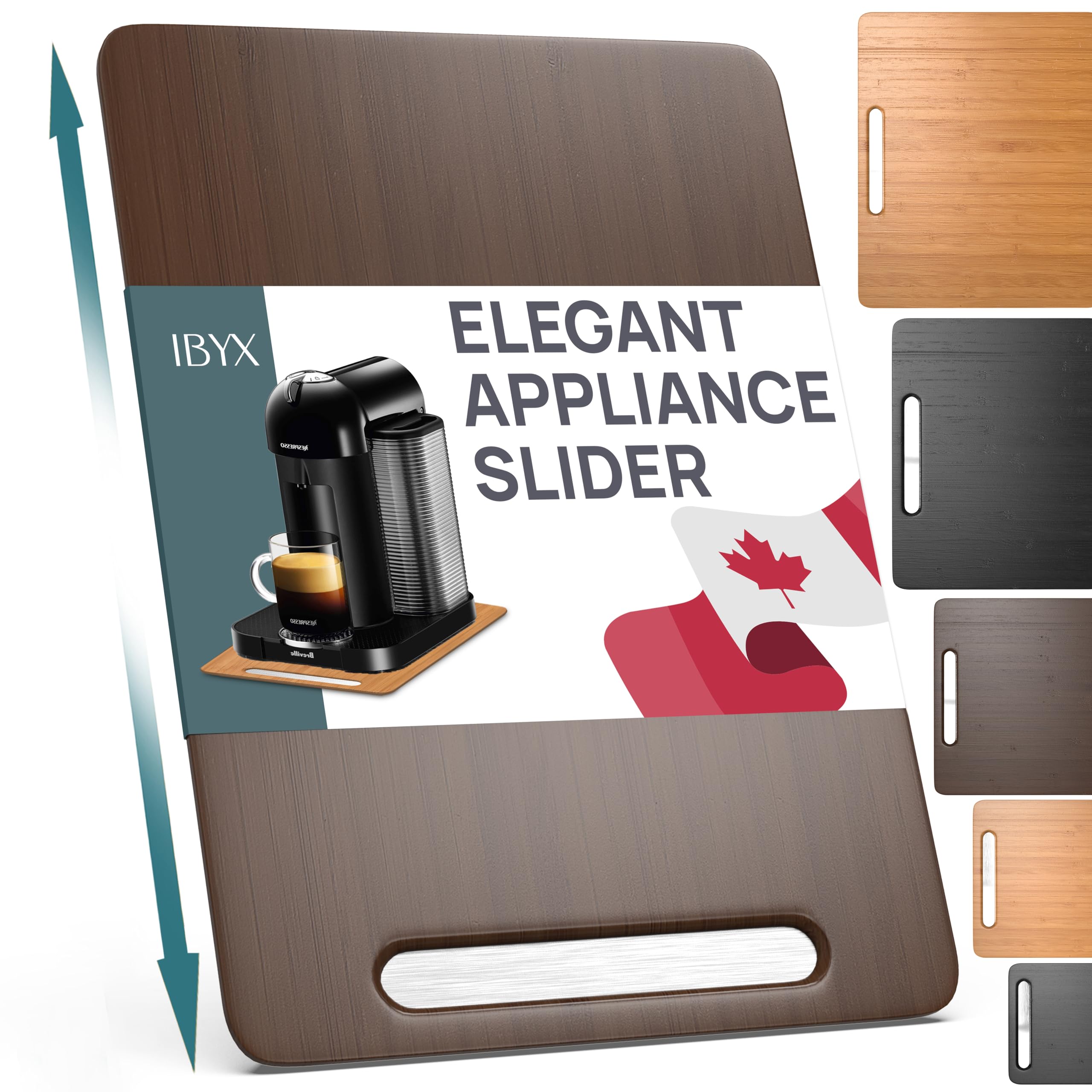 Ibyx Elegant Sliding Tray for Your Coffee Maker & Heavy Kitchen Appliances - Sturdy, Slides Easily from Under The Cabinet (Brown, Medium - Long (9.5” X 14”))