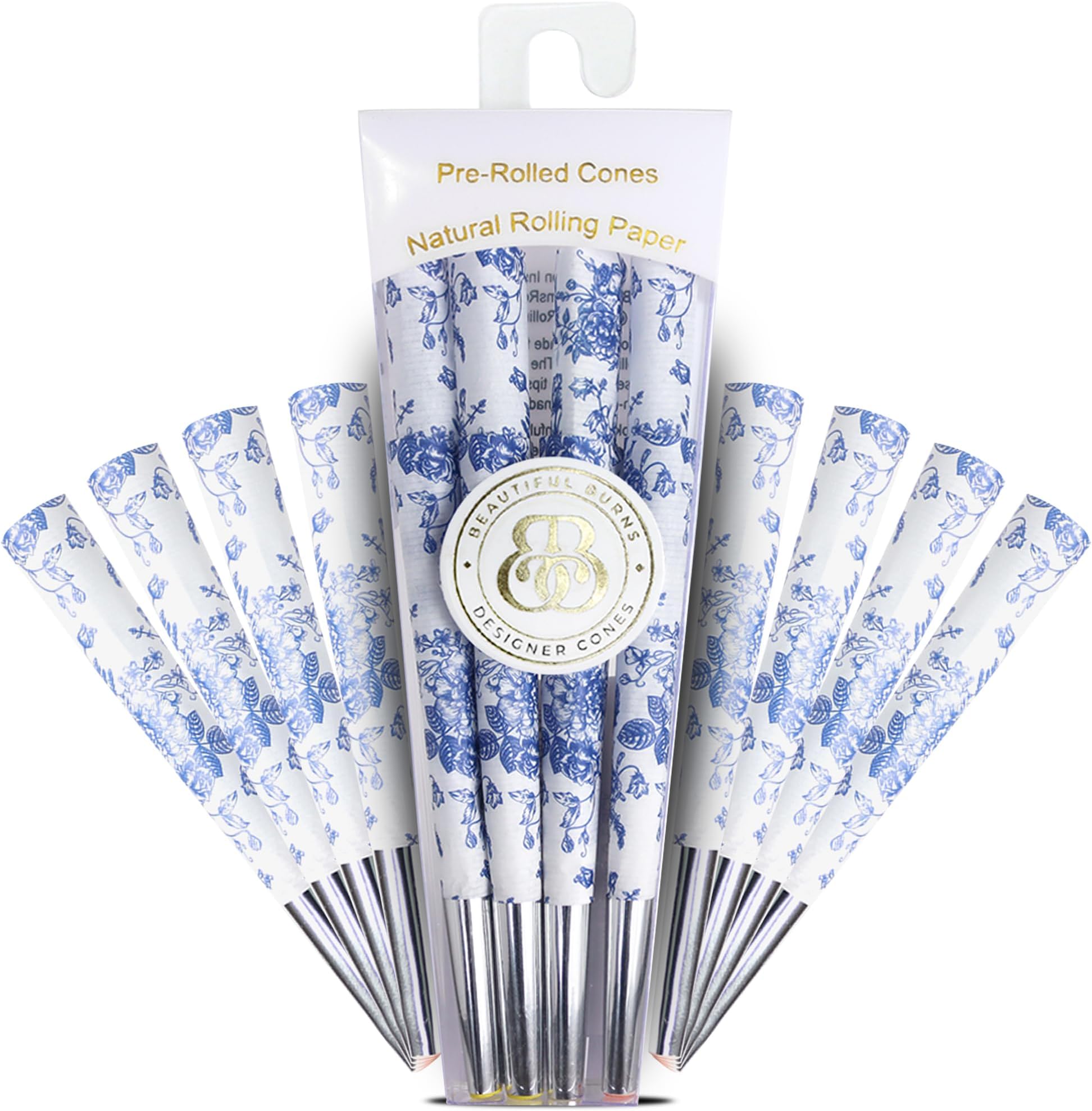 Beautiful Burns, China Blue Pre-Rolled Cones - 8 Pack of Pre Roll Cone Shells