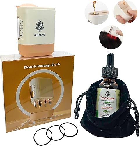 Paquete de cuidado del cabello de alta calidad, aplicador de aceite eléctrico 2 en 1, cepillo masajeador del cuero cabelludo, aceite de crecimiento