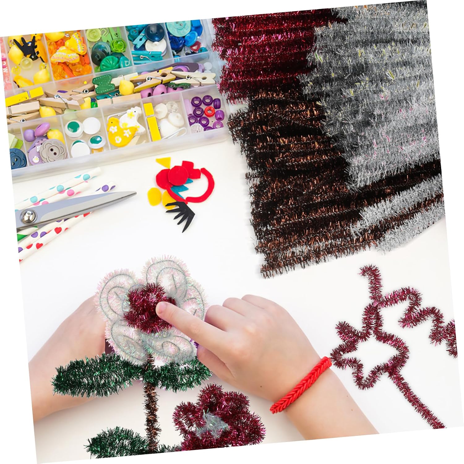 Xmas Halloween Sparkly Tinsel Pipe Cleaners 90pcs for Crafts