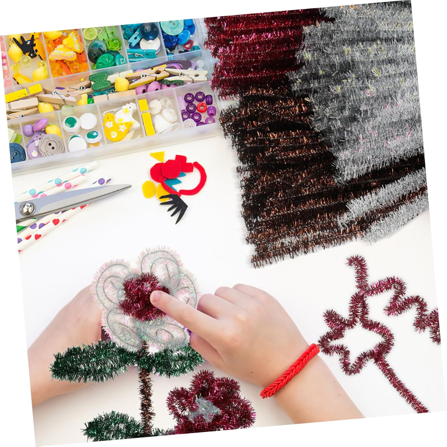 SHINEOFI 500pcs Metallic Pipe Cleaners Craft Twisting Sticks Shiny Craft Stems Bendable Glitter Sticks Pipe Cleaner Accessories for Decorations