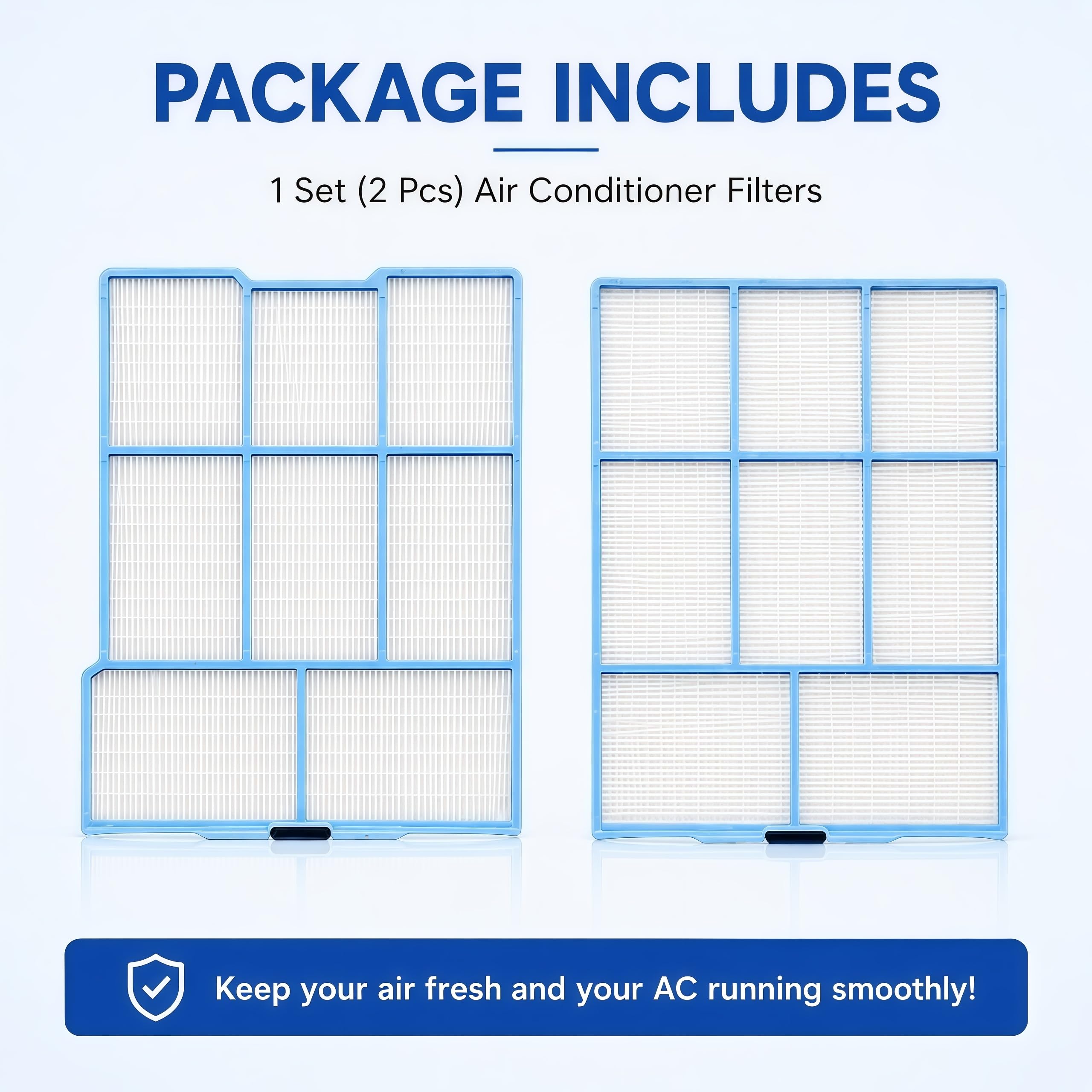 Filtro Condizionatore Compatibile con Hitachi Serie RAS, Lavabile e Riutilizzabile, Telaio in Plastica, 28.6x30.2x33 cm e 29.3x33 cm
