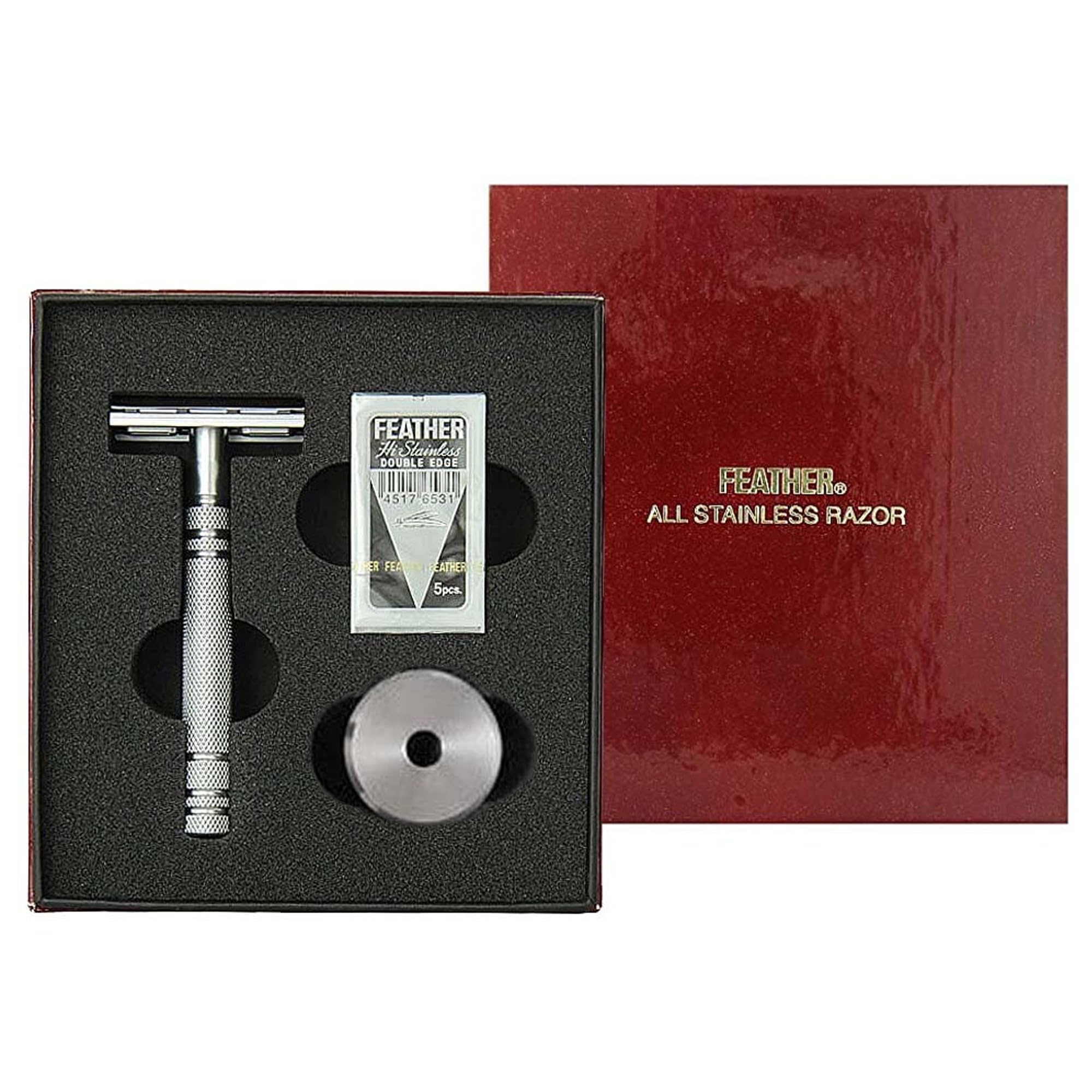 Jatai Feather Stainless Steel Double Edge Razor with Stainless Steel Stand, Extra Blades, & Gift Box by Jatai
