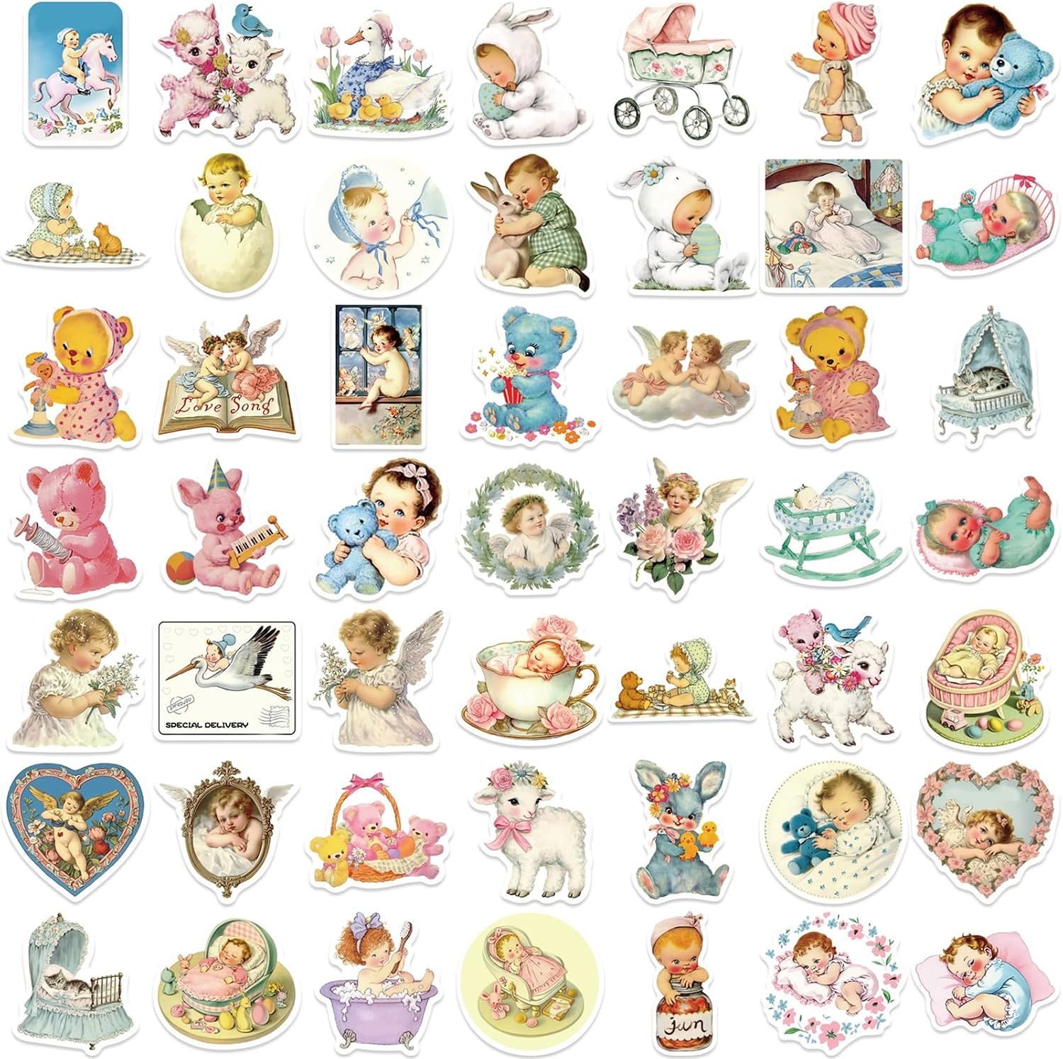Retro Aesthetic Stickers Retro Baby Stickers Vintage Baby Sticker Waterproof Scrapbook Aesthetic Sticker, Daily Planner, Water Bottles, Handbook Decals Teens Adults, Scrapbooking image 2