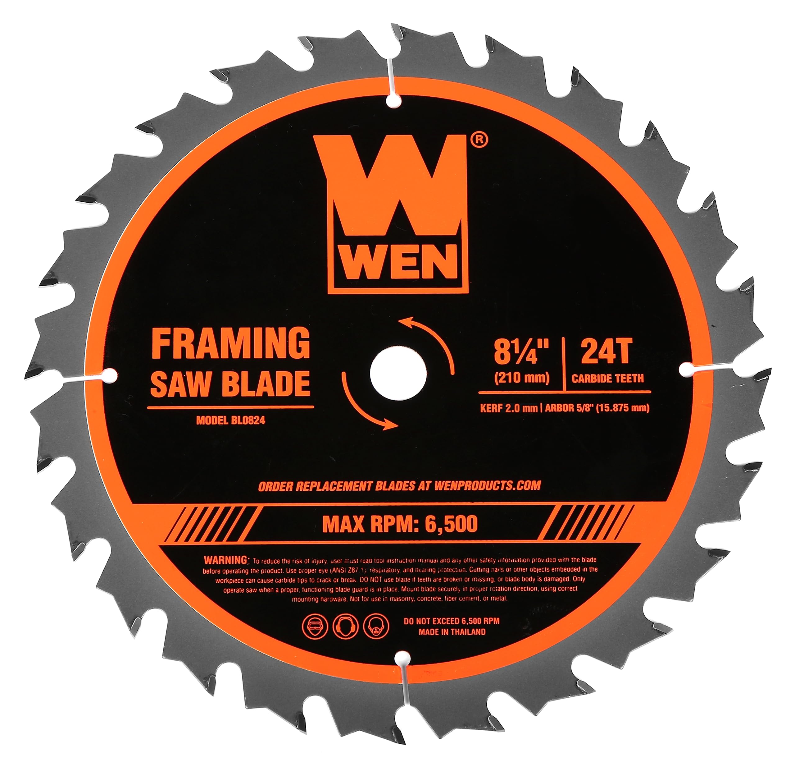 WEN BL0824 8.25-Inch 24-Tooth Carbide-Tipped Circular Saw Blade for Framing