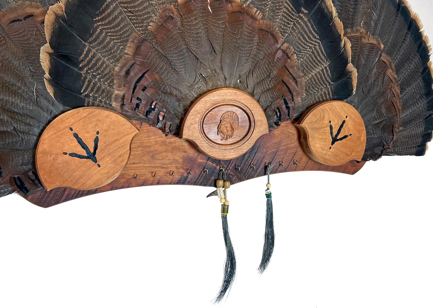 Multi-Fan Walnut or Cherry Turkey Tail Fan Display Kit for Spurs, Beards, Standard and Live Edge Options (Standard Cherry)