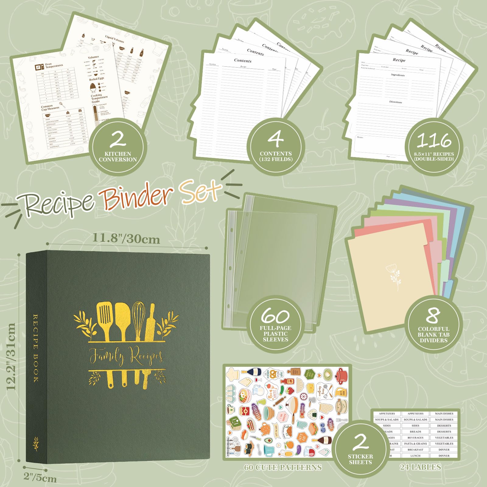 Lanpn Recipe Binder 8.5x11 3 Ring Kit, Waterproof Recipe Book to Write in Your Own Recipes - Image 3