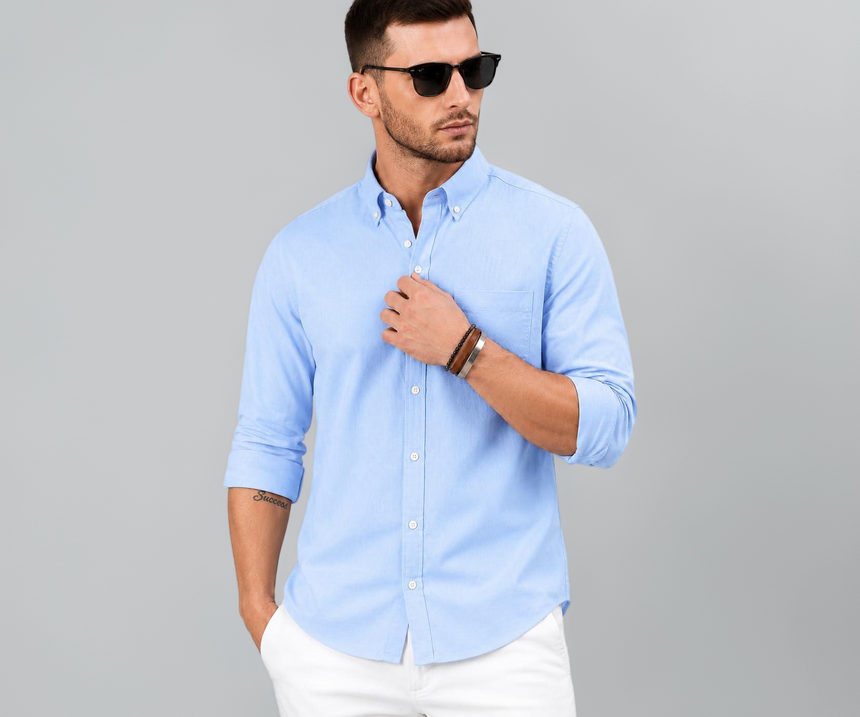 FABRIPPLE Men's Pink Solid Casual Shirt - Image 1