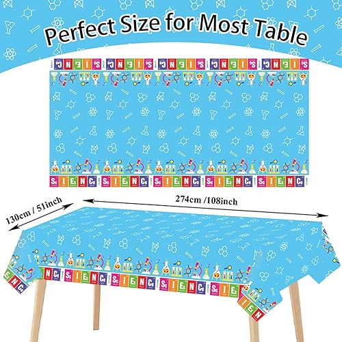 Miniatura 3 de chiazllta Juego de 3 manteles de ciencia para fiestas temáticas de científicos locos, decoraciones de fiesta de laboratorio, fundas de mesa para
