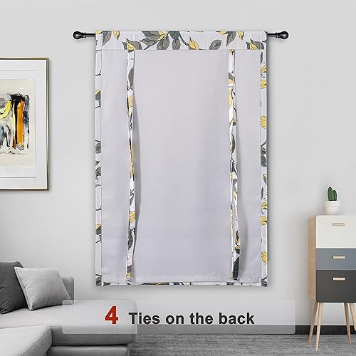 Miniatura 2 de DriftAway Ryan - Cortinas opacas para ventanas, diseño de ramas florales y hojas, con forro ajustable, con bolsillo para cortinero, para ventanas