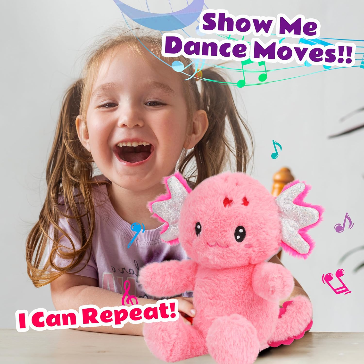 Talking Axolotl Musical Stuffed Animal Shaking Interactive Plush Toy image 5