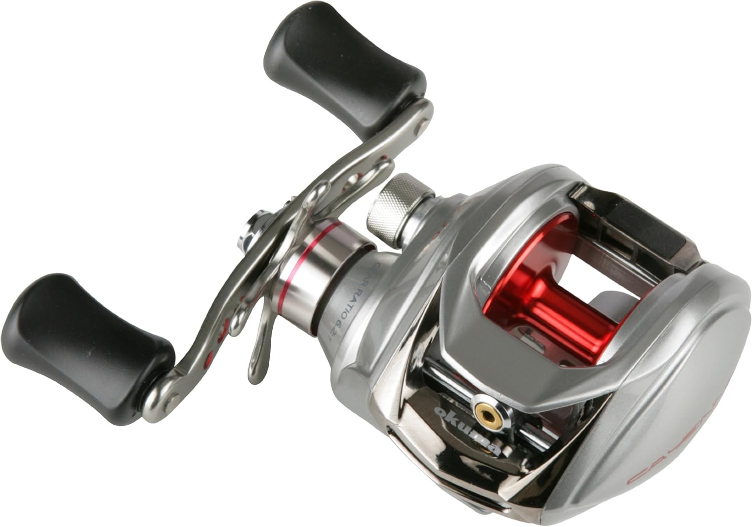 Okuma Cy-200 Cayenne Baitcaster Reel, side view showing gear ratio