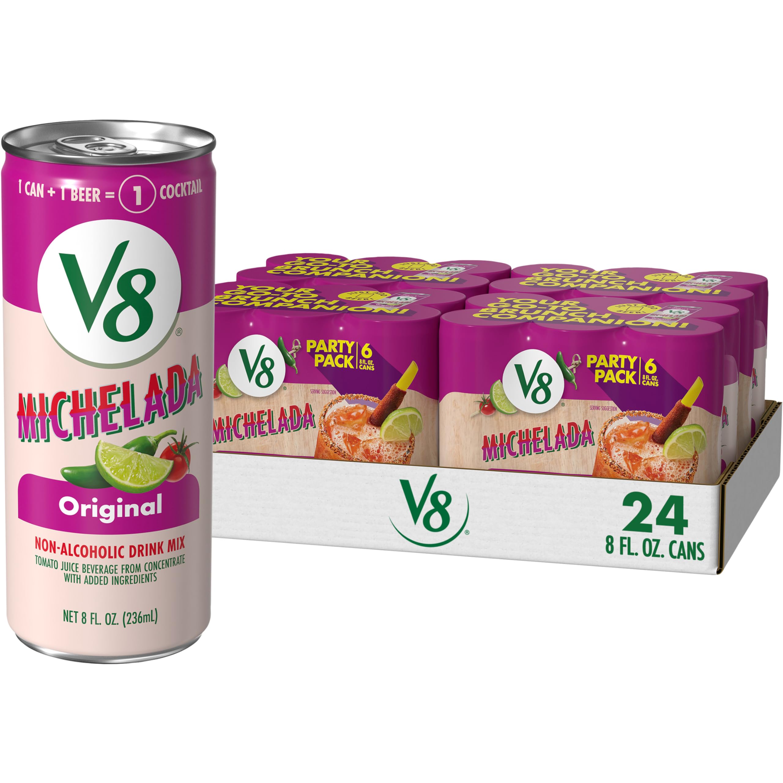 V8 Michelada Non-Alcoholic Drink Mix, 8 fl oz (24 Pack)