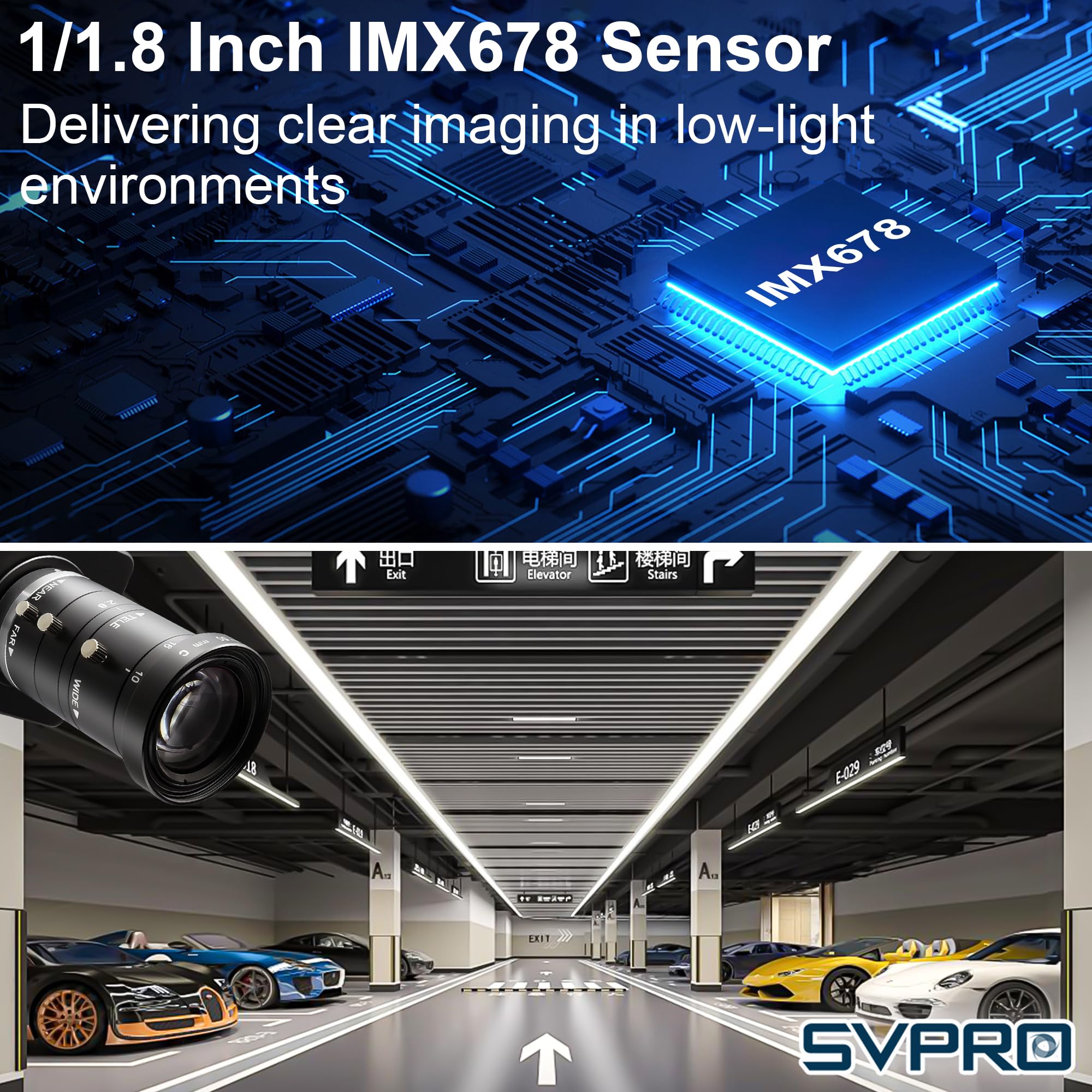 SVPRO Telecamera HDMI 4K 60FPS USB3.0, messa a fuoco manuale con obiettivo zoom 10-55mm, H.264 ad alta velocità UVC Lightburn telecamere per computer, compatibile per Windows, Mac, Linux, Android TV