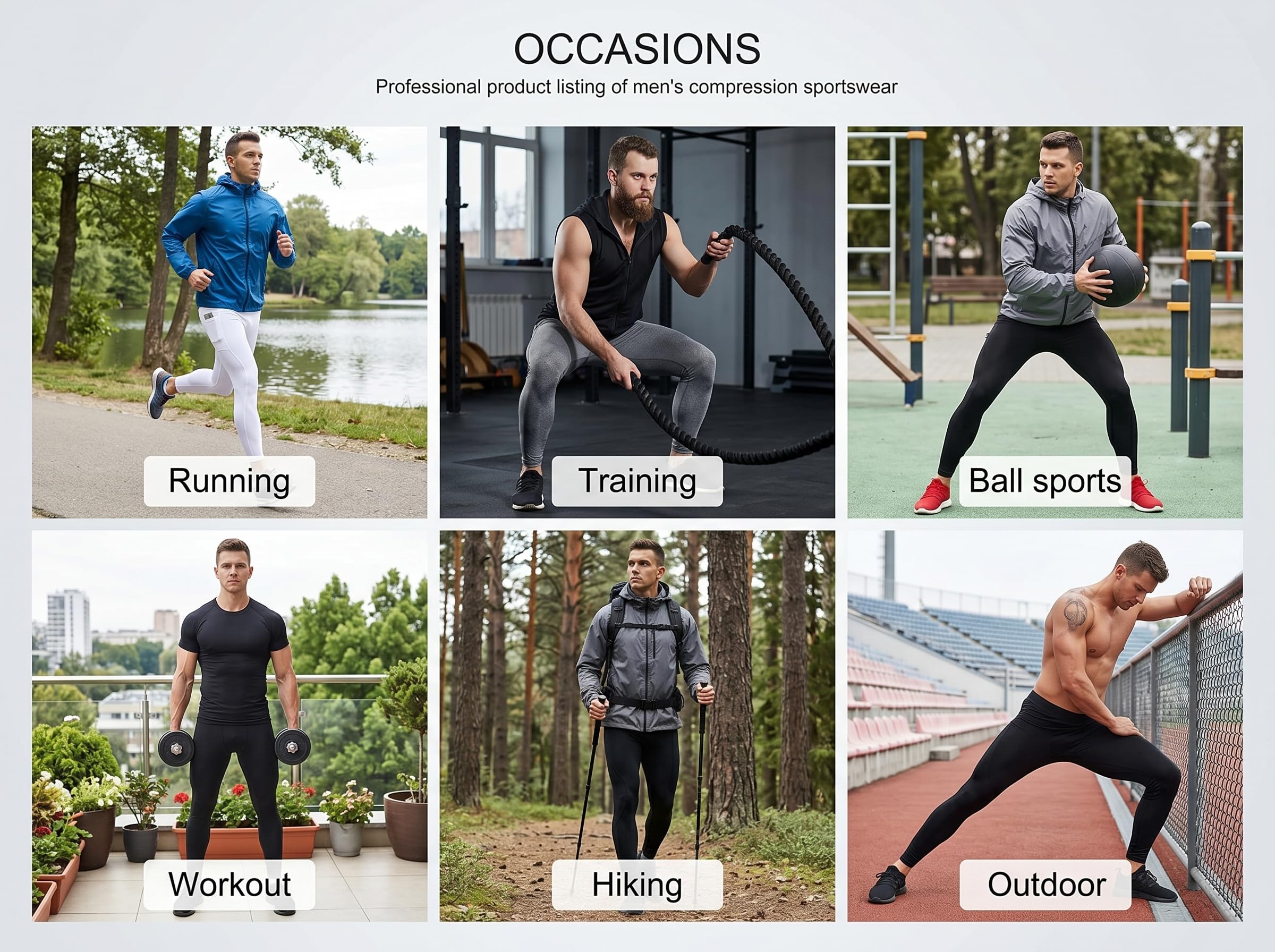 YUSHOW Mallas de compresión 3/4 hombre running entrenamiento secado rápido