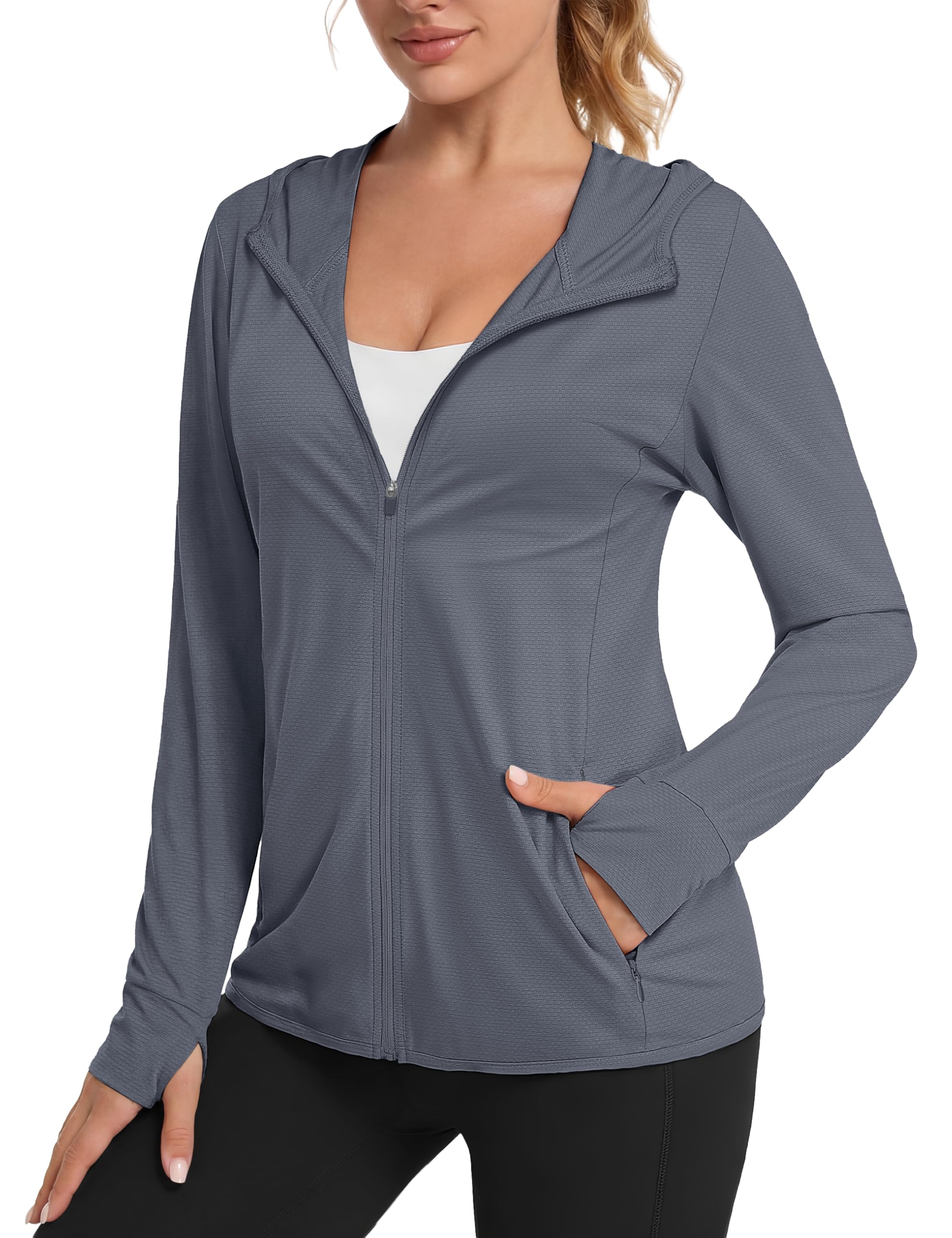 TACVASEN Women's Sun Hoodies Lightweight Jacket for Women Zip Up UPF 50+ UV Shirt Long Sleeves