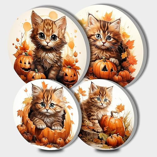 4 fundas redondas para quemador de estufa de Halloween, cubiertas de quemador eléctrico de calabaza de otoño, 8 y 10 pulgadas, cubierta para