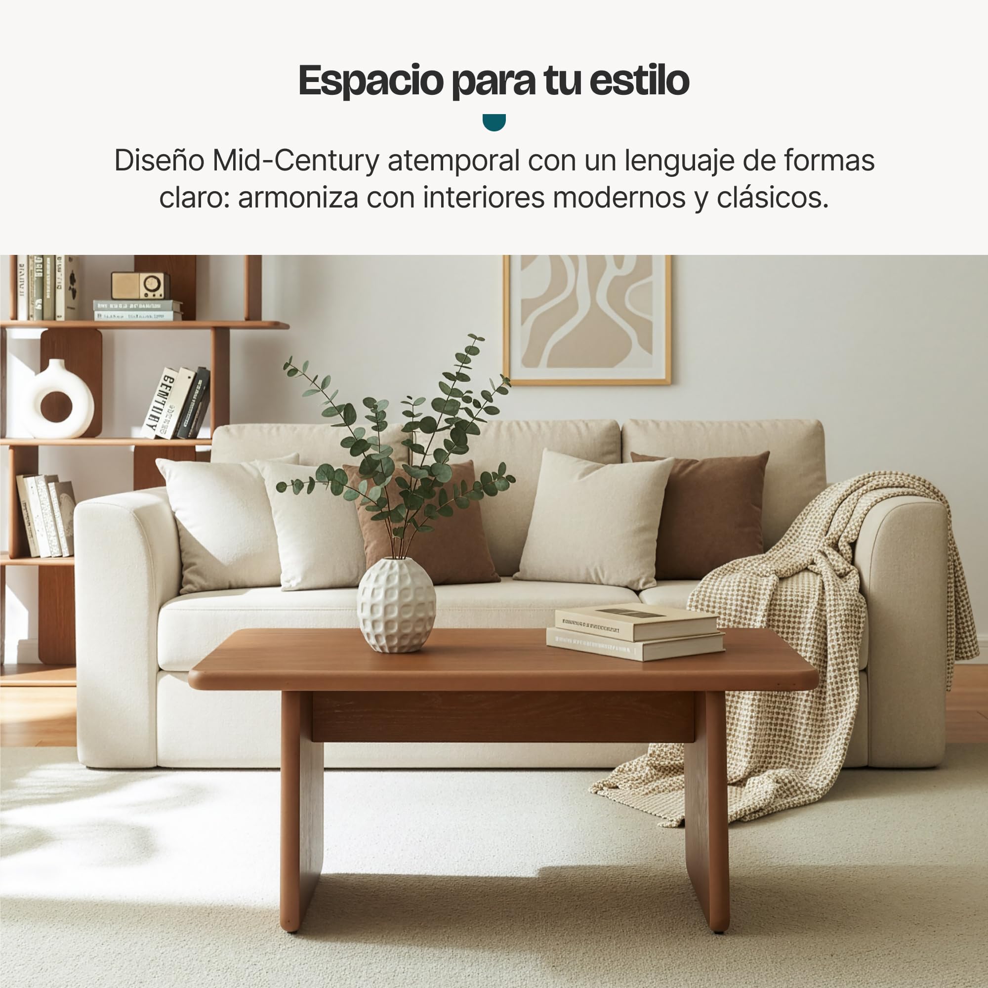 [en.casa] Mesa de Centro Gäljami Tablero Rectangular Peso Máx. 100 kg Mesita de Café Mesa Auxiliar de Sofá Salón Despacho 100 x 55 x 44 cm - Nogal