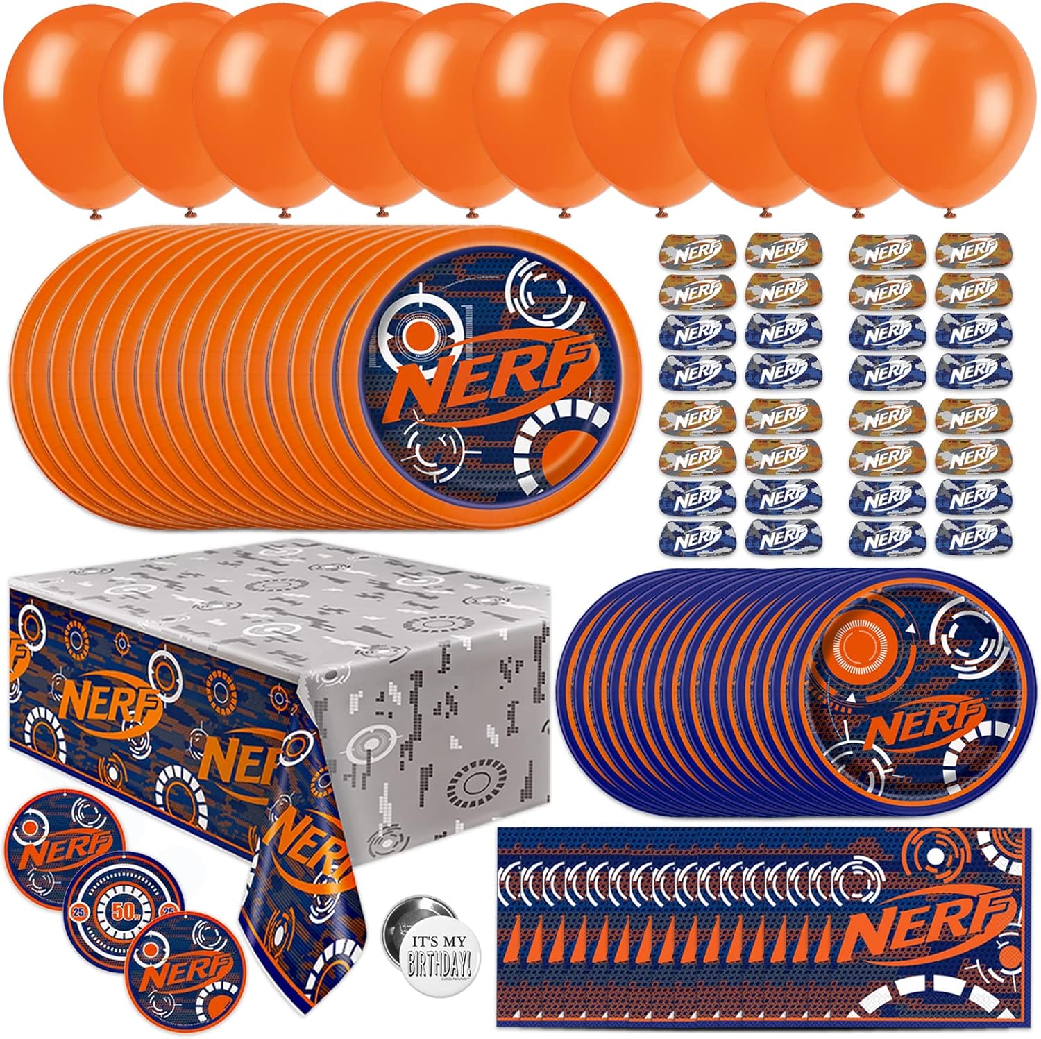 Mega Nerf Party Supplies for Birthday, Decorations, and Favors, Serves