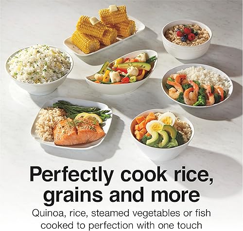Miniatura 4 de Proctor Silex Olla arrocera y vaporizador de alimentos, 6 tazas cocidas (3 tazas sin cocinar), incluye cesta de vapor y enjuague, negro (37510)