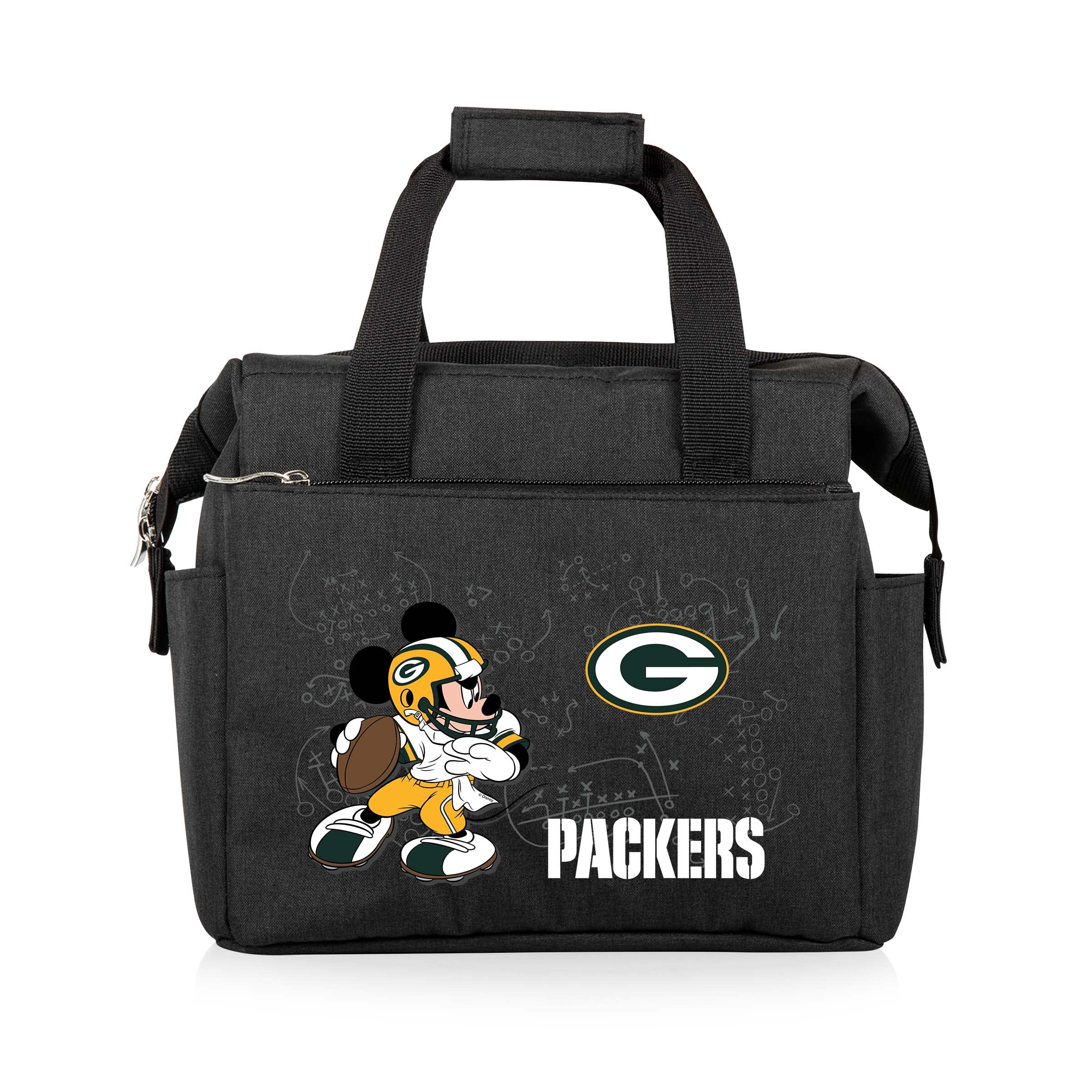 PICNIC TIME NFL Mickey Mouse On The Go Lunch Bag - Soft Cooler Lunch Box - Insulated Lunch Bag, (Black)