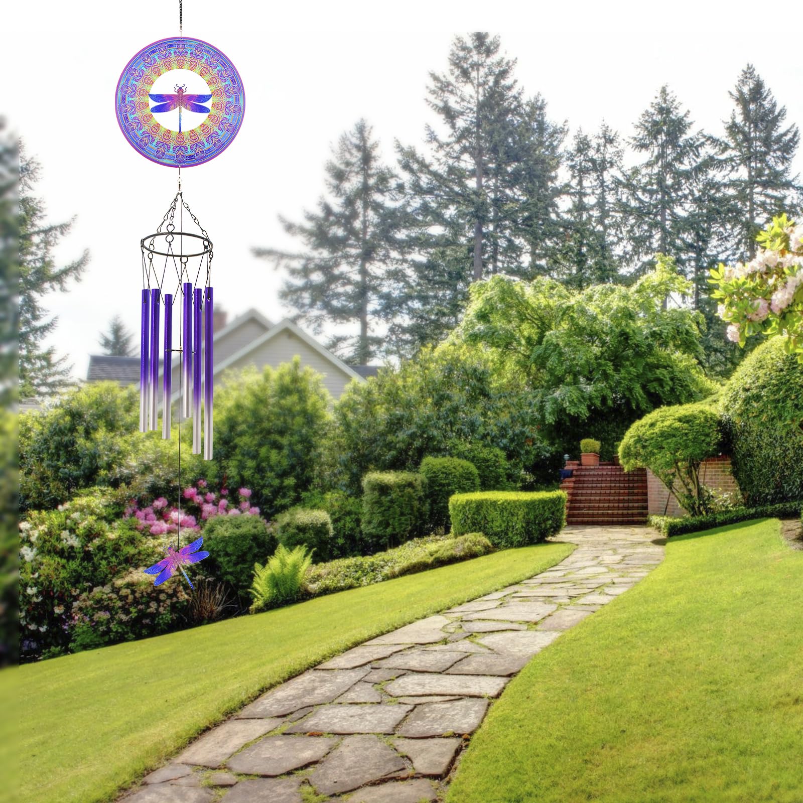 Windspiel mit Libelle Wind Spinner, Geschenke für Männer, Frauen, Ruhestand, Lehrer, Eltern - Outdoor Hanging Decor Clearance für Garten, Terrasse, Hinterhof oder Veranda