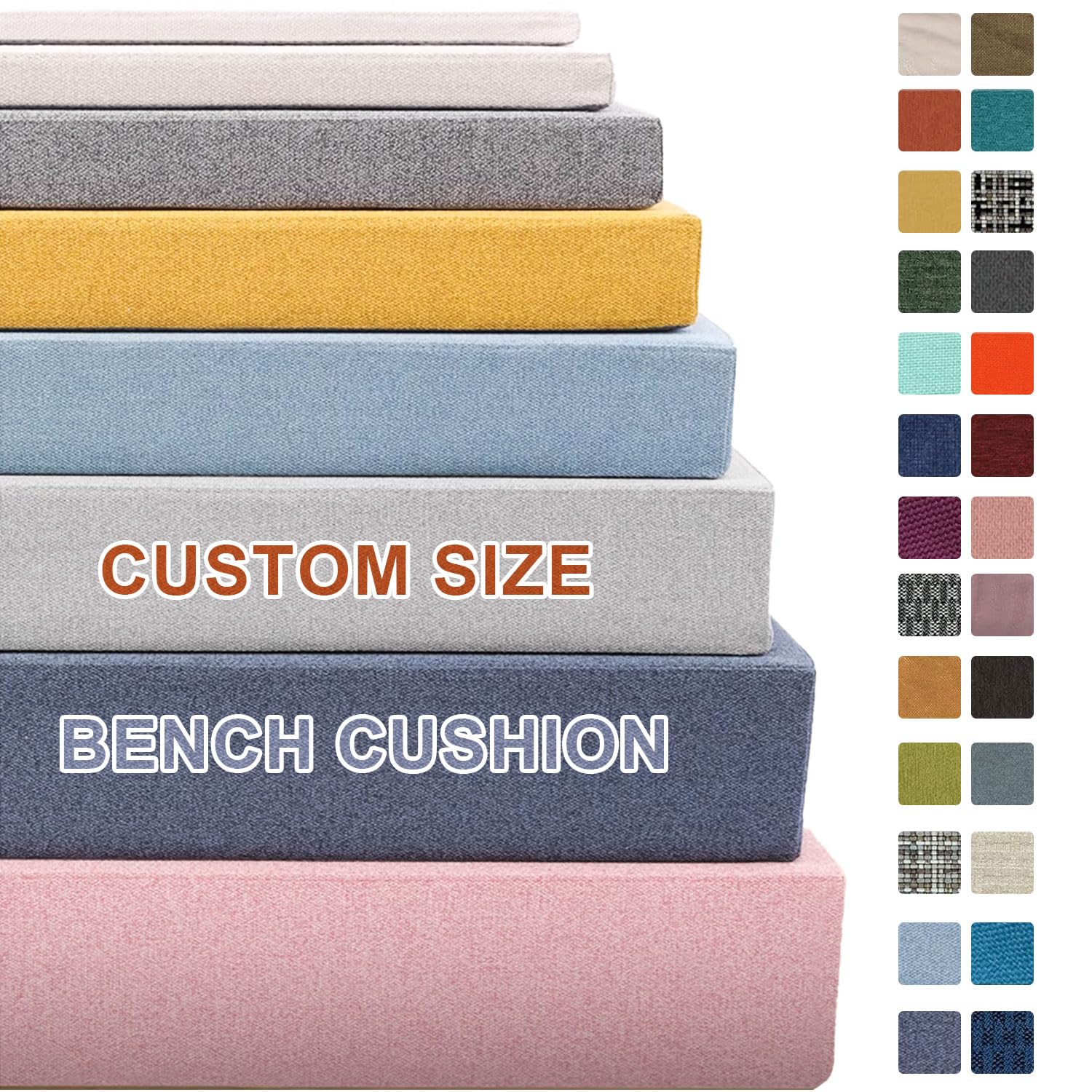 RZYW Custom Size Cushions for Bench Seat,Non-Slip Bay Window Seat Cushion Indoor,Garden Long Chair Seat Cushion for Outdoor,Thick Upholstery Foam Cushion Sofa Pads Patio Furniture Cushion,10CM