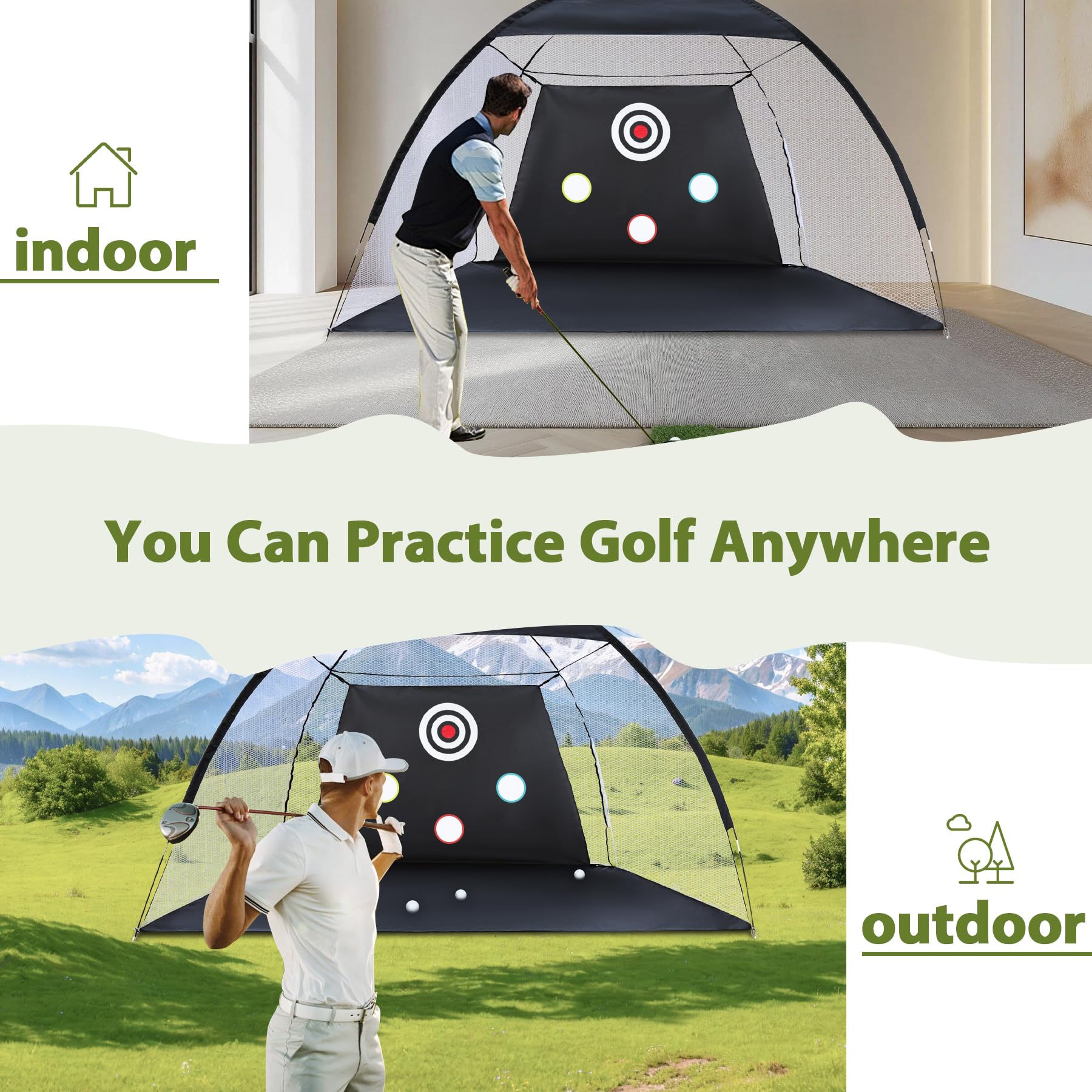 Golf Practice Net with Hitting Mat for Indoor Outdoor Backyard Driving Chipping