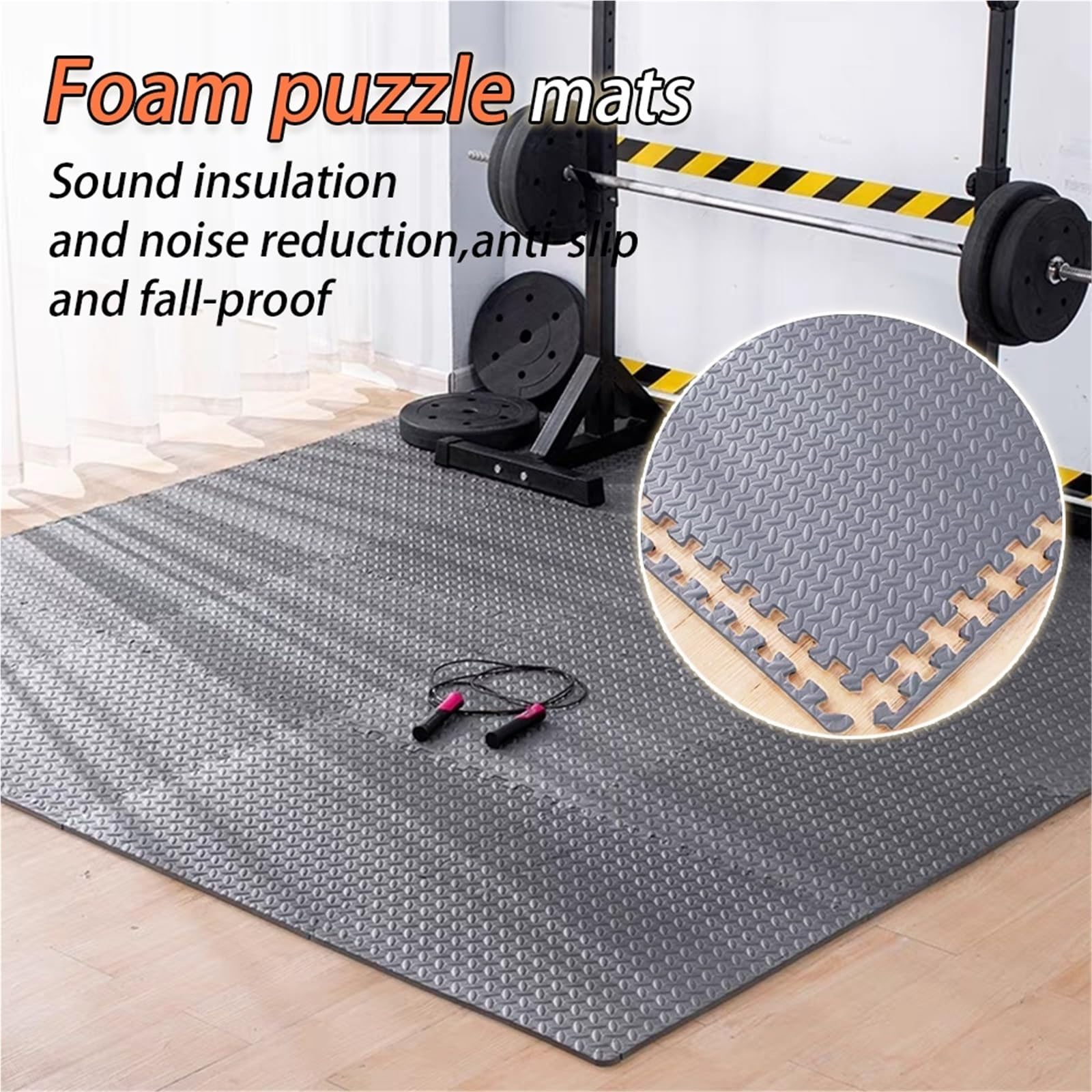 Tappeto Da Fitness A Puzzle Tappetini EVA grigio nero da 20/40 pezzi Piastrelle for pavimenti confortevoli antiscivolo ad incastro