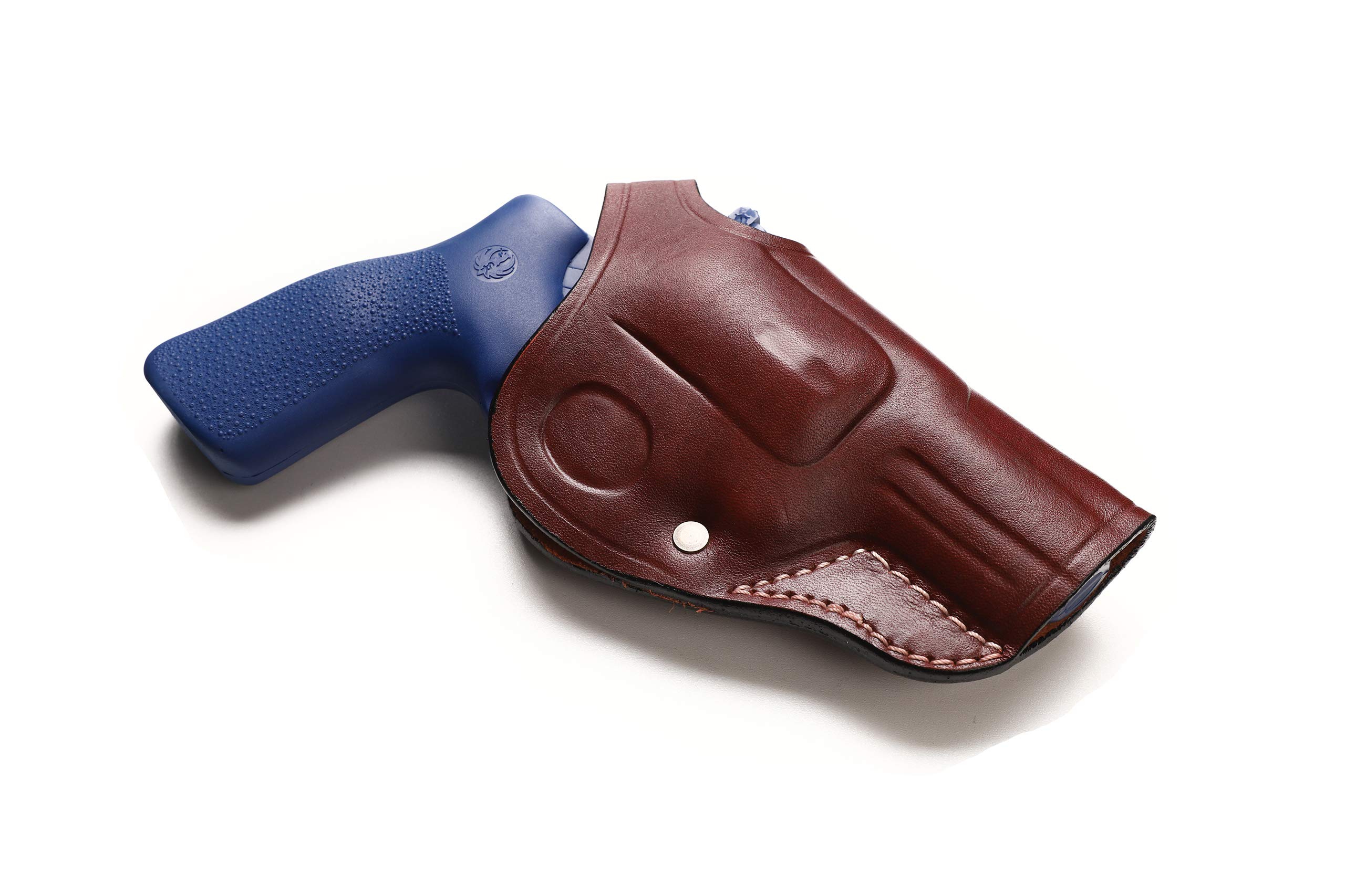 Pusat Holster Premium Leather Cross Draw Belt Holster 3 inch 44 SPL for Revolver Ruger GP100 (Brown Right)