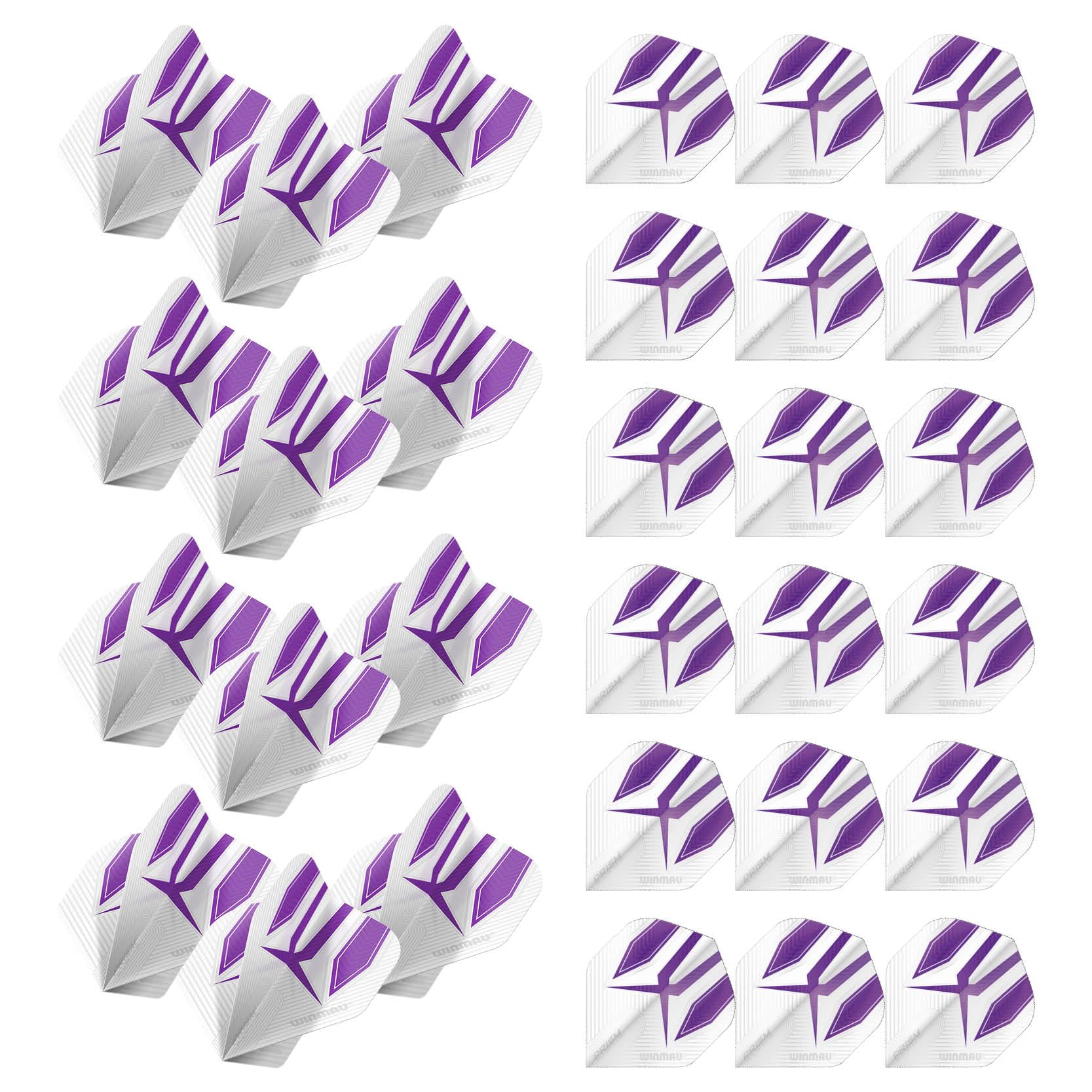 WINMAU Prism Alpha Design Extra Thick Dart Flights - 10 sets per pack (30 dart flights in total) (White & Purple)
