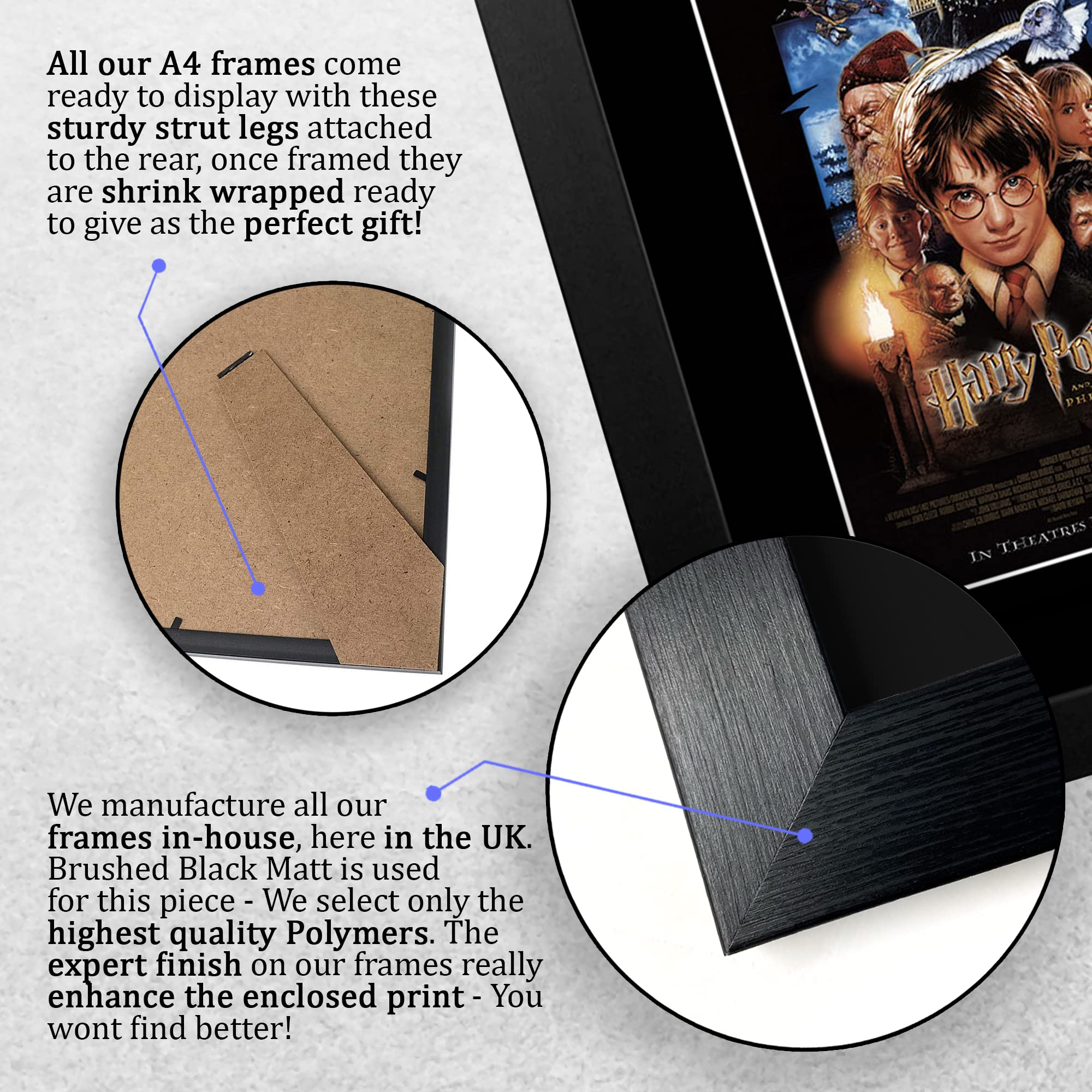 HWC Trading FR A4 Harry Potter Cast Daniel Radcliffe, Emma Watson Regali Stampati Autografo Firmato Immagine Per Gli Appassionati Di Memorabilia Di Film - A4 Incorniciato