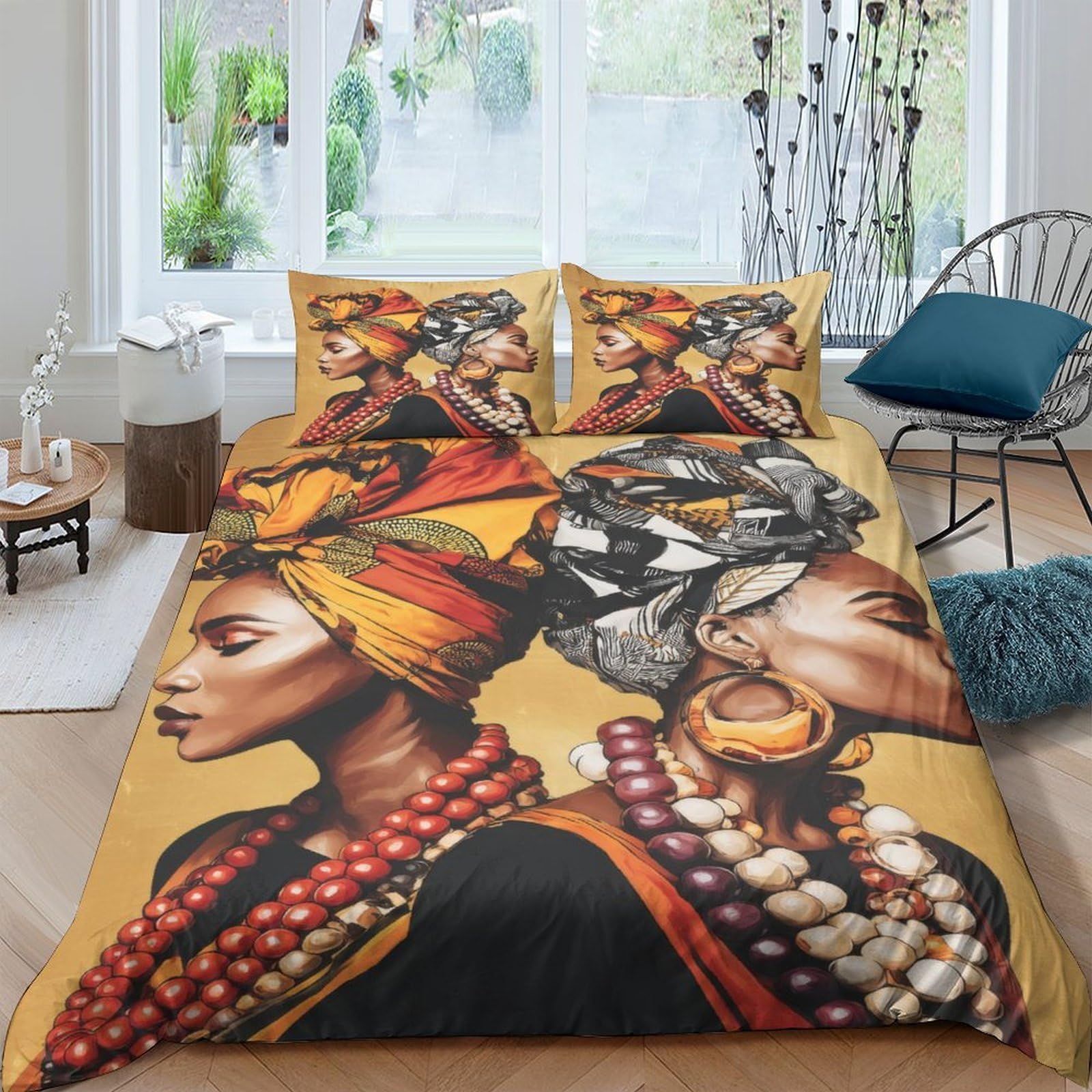 Ctjqhvkz Style-3 3D Printed African Portrait Fitted Sheet Microfiber Vibrant Tribal Bed Cover For Bedroom Guest Room Decor Easy Care Single（135X200cm）