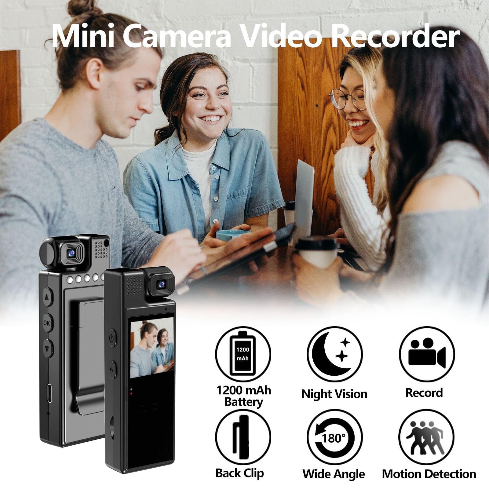 Caméra de Sport à Fixation arrière, étanche et résistante aux Chocs, enregistreur vidéo Portable 1080P avec Objectif Rotatif à 180° et écran de 1,3 Pouce, pour Le Cyclisme, la