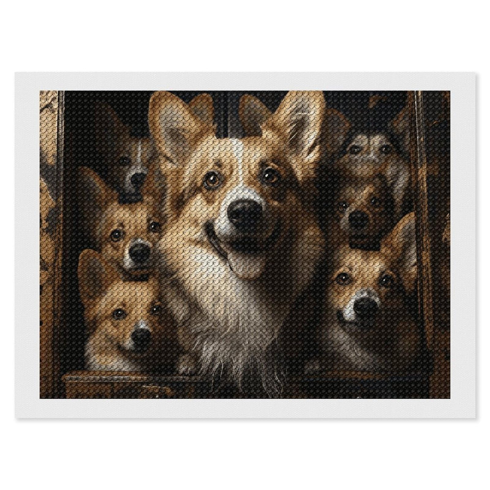 Corgi Pictures Diamond Art Kits for Adults, DIY 5D Diamonds Painting Kits for Beginner, Round Full Drill Diamond Dots Painting, 12"x16" Diamonds Pictures Gem Art and Crafts Wall Decor