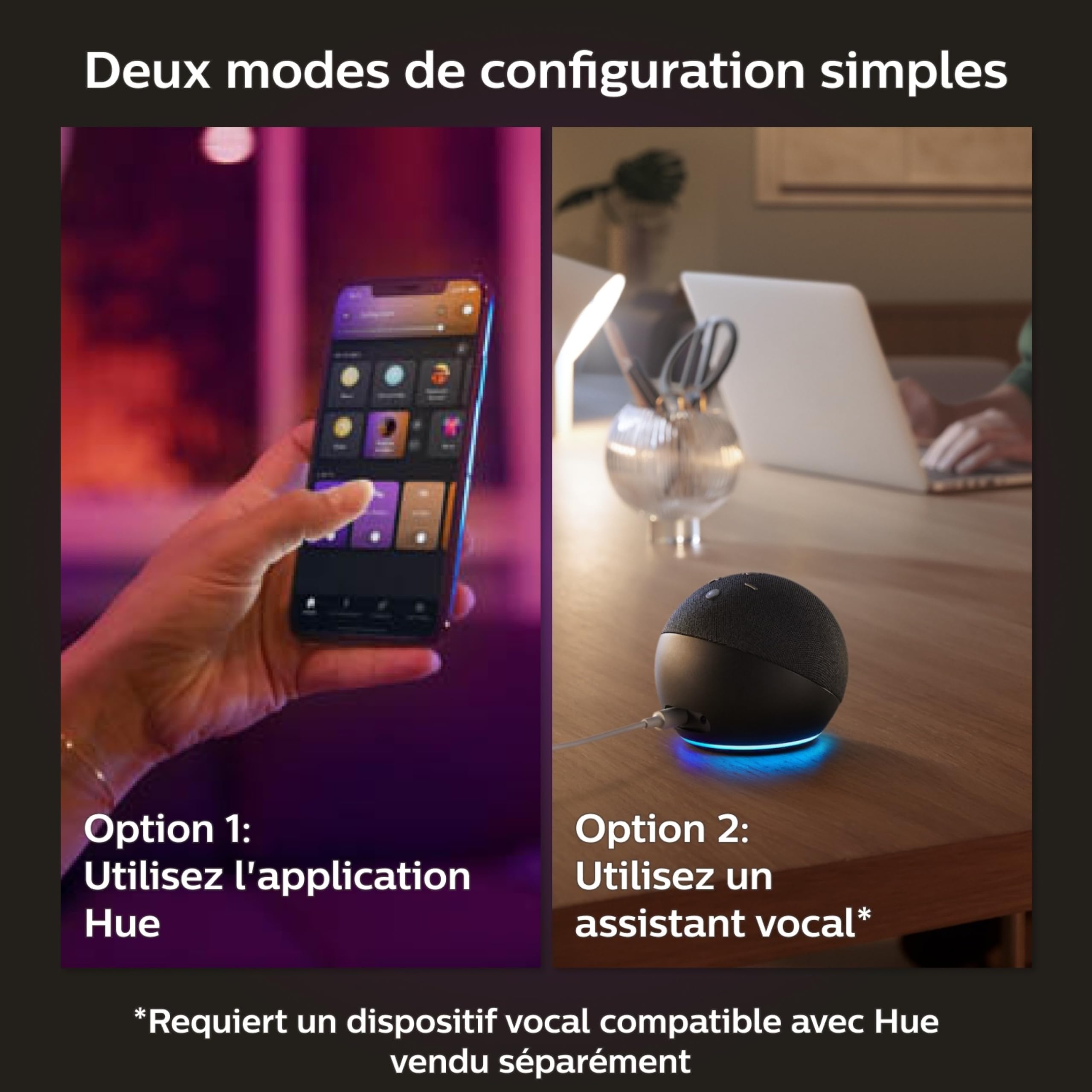 Philips Hue White and Color Ambiance, Panneau LED connecté carré SURIMU, compatible Bluetooth, Blanc, fonctionne avec Alexa, Google Assistant et Apple Homekit