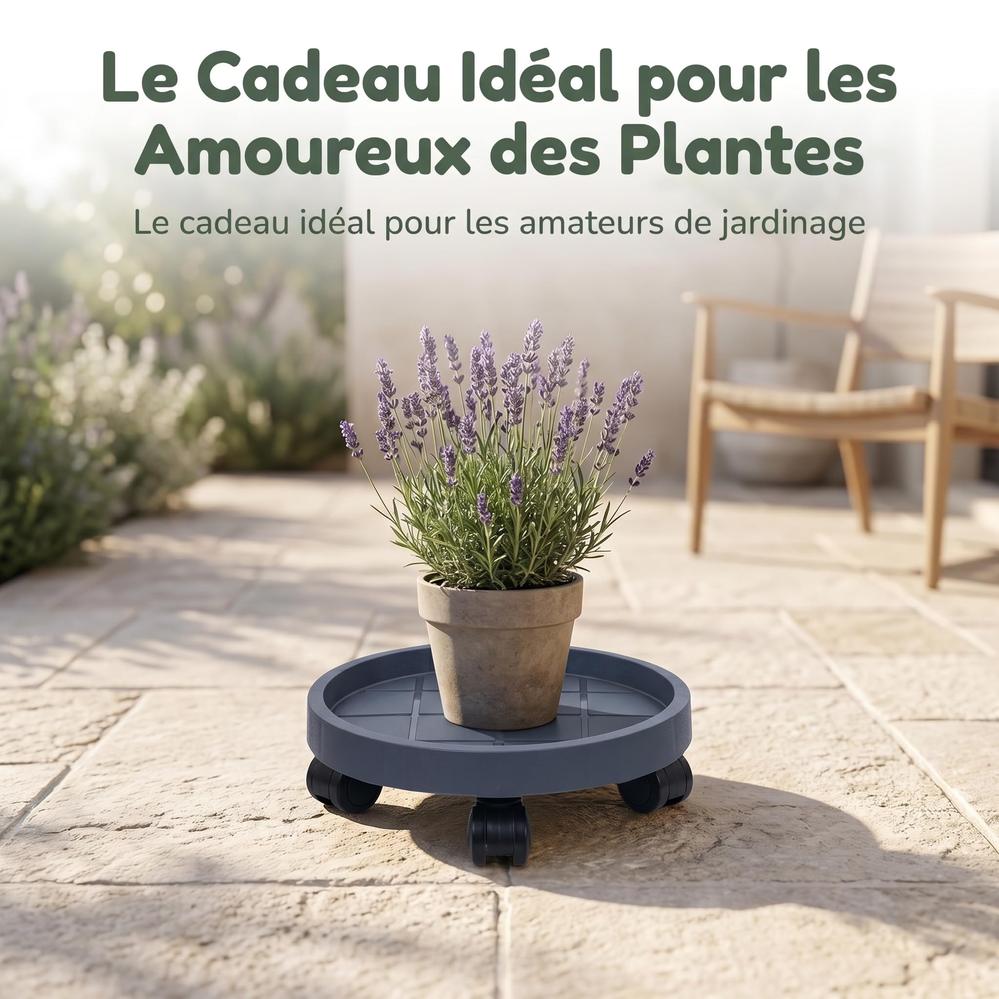 Baoblaze Support pour Plante avec roulettes, Chariot de Déplacement de Pots de Fleurs, Base Drainante, Support en Palette pour Plantes d'Intérieur et Arbres en Pot, Diamètre 30 Cm