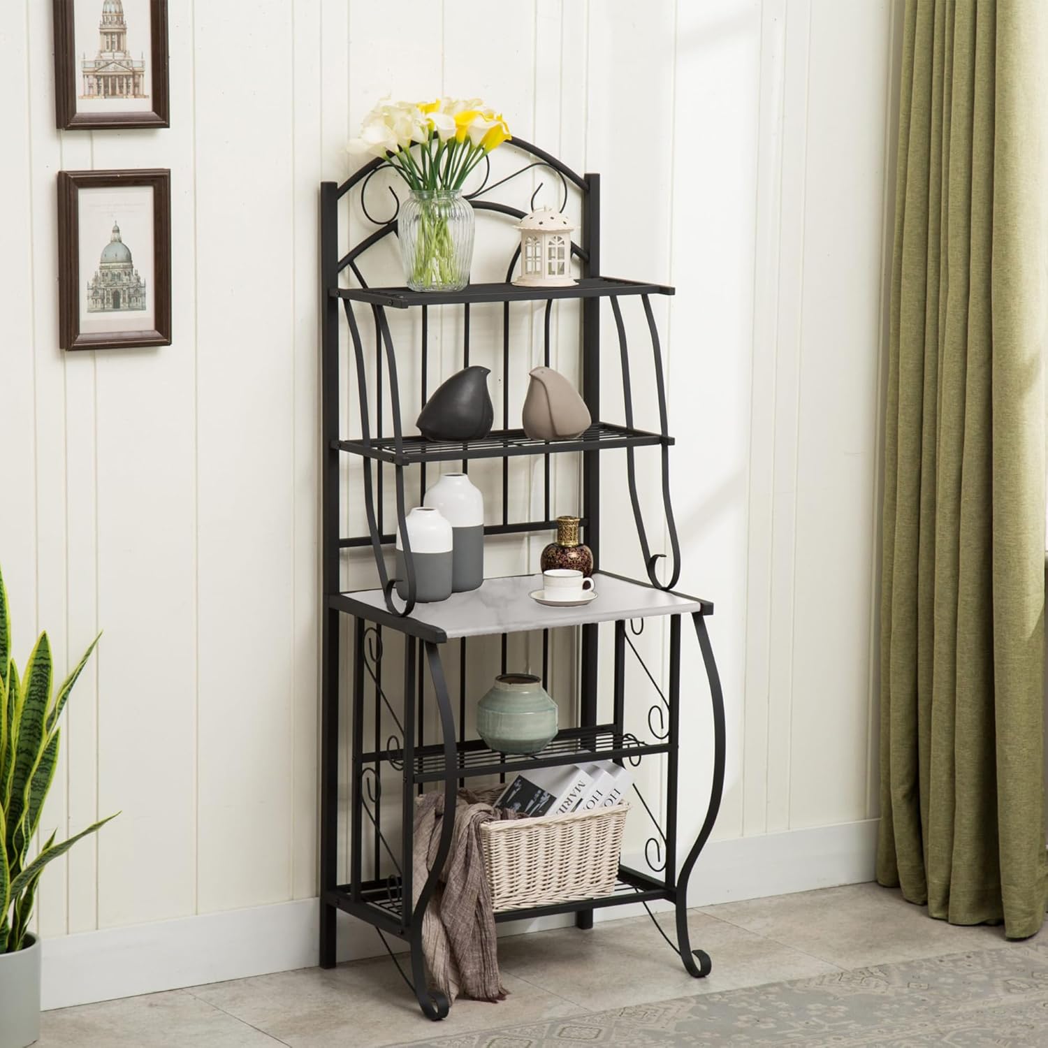 Boraam Valencia Baker's Rack with Faux Marble Shelf