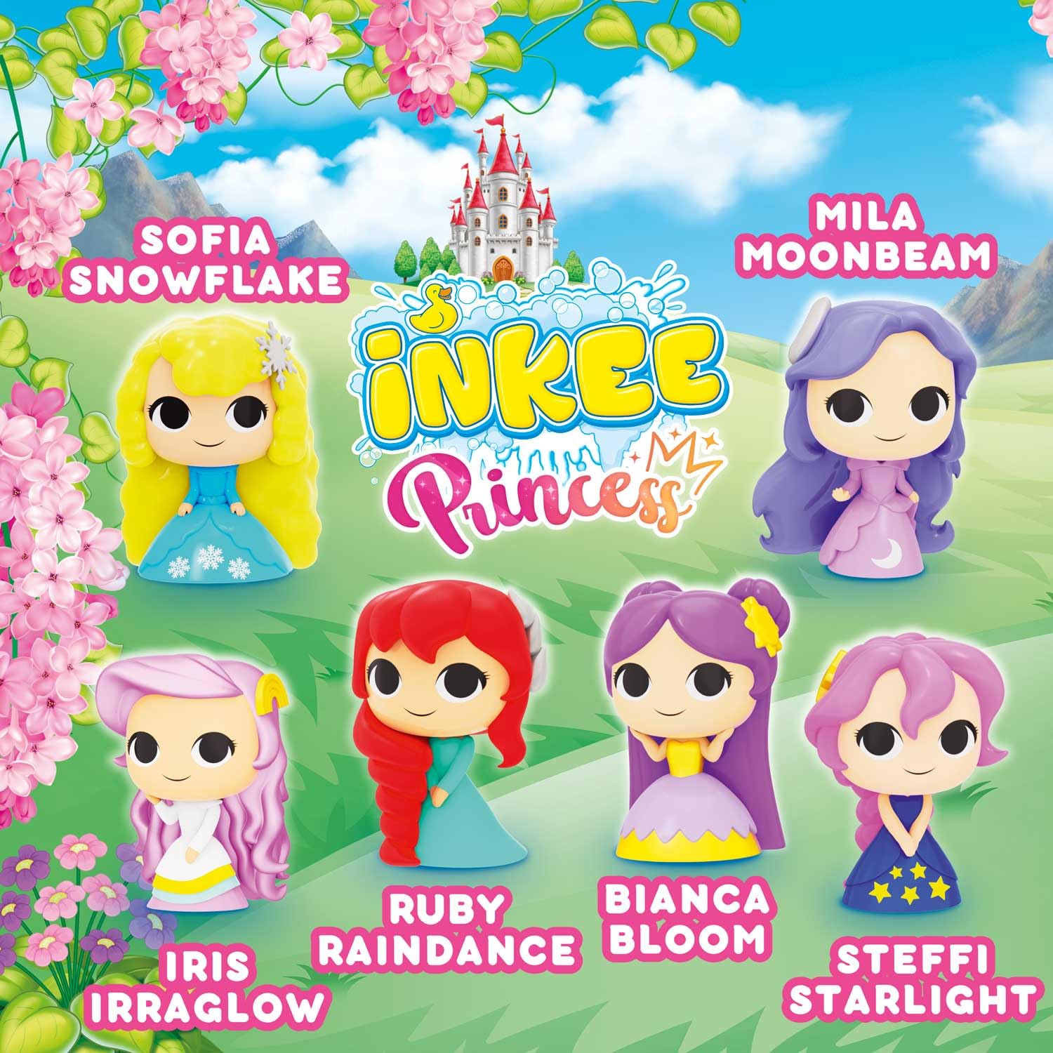 INKEE Surprise Princess – Zestaw 5 Bomb do Kąpieli dla Dzieci z Niespodzianką Księżniczki, 5x Kule do Kąpieli z Aromatem Waty Cukrowej i Olejem Migdałowym, Dermatologicznie Przebadane, 5x 100g