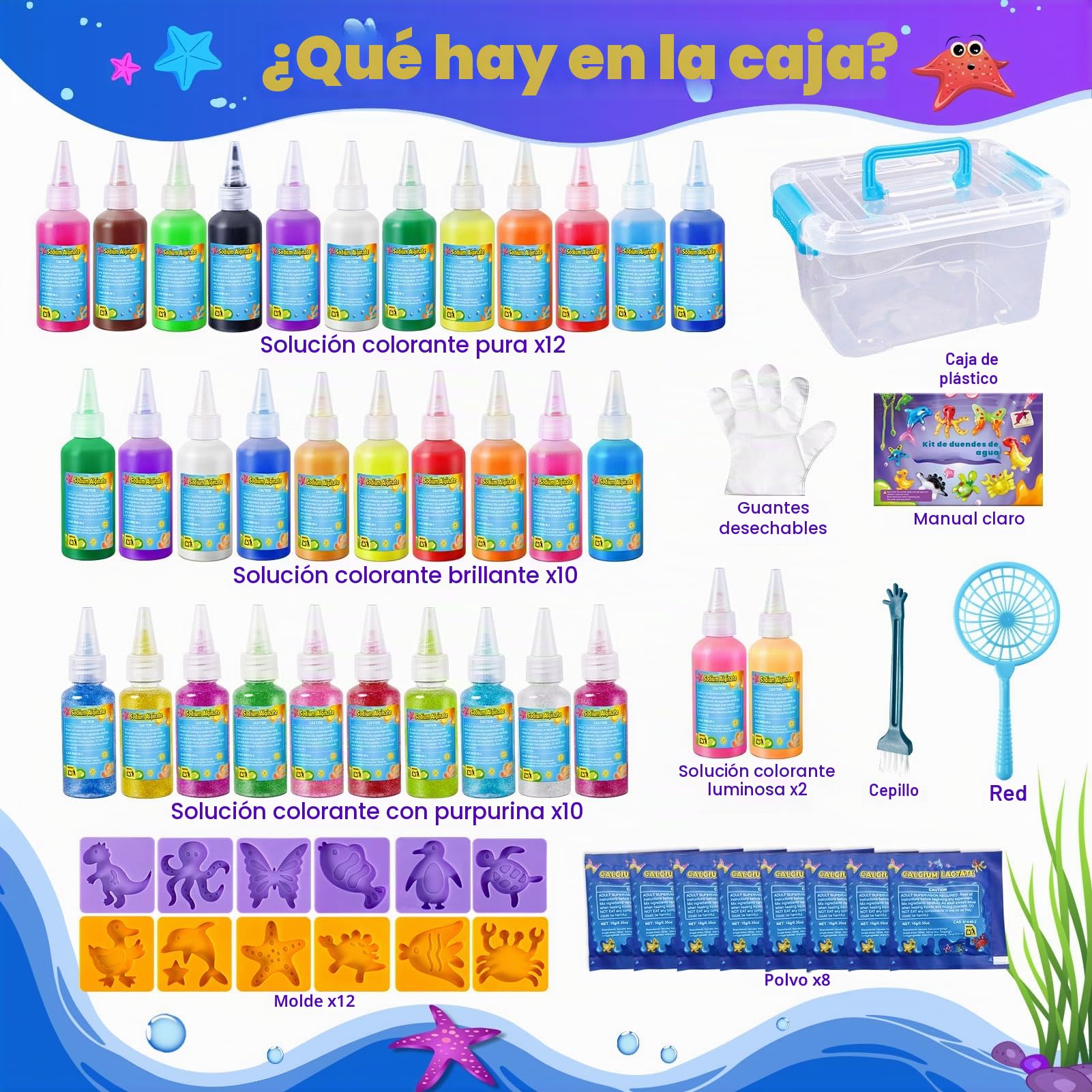 UNGLINGA Kit de Juguete de Hadas de Agua mágica para niños, 34 Botellas de Gel de Color, Gel de Agua, CREA Tus Propios Animales acuáticos, Set de Manualidades acuáticas de Hadas para niñas y niños