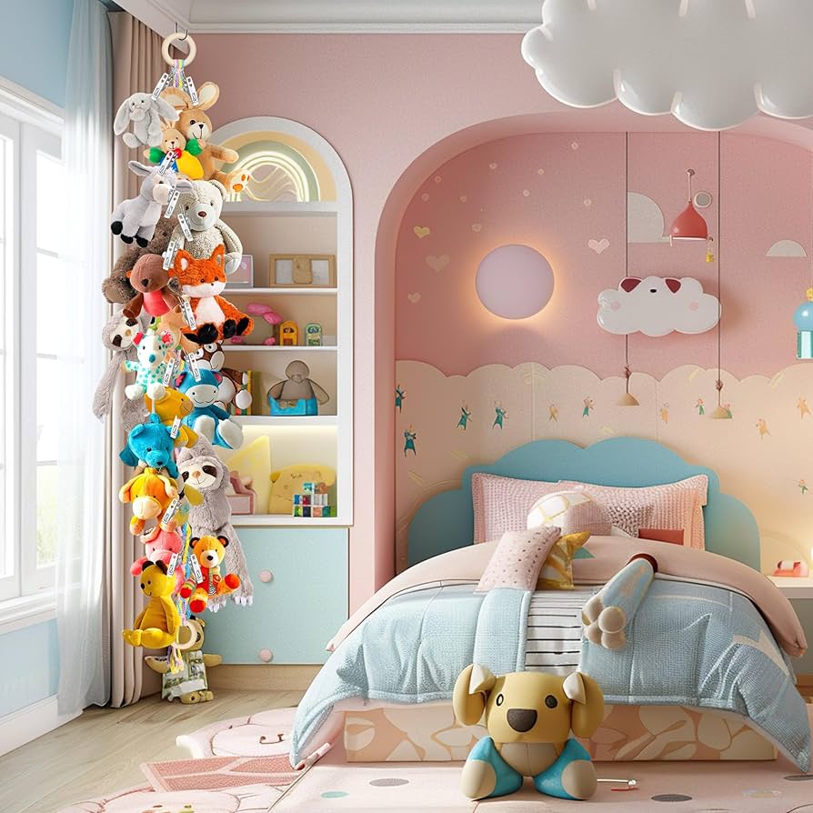 置物 karaMOVEAGIN 2PCS Stuffed Animal Hammock Corner, 78 Inch Stuff Animal