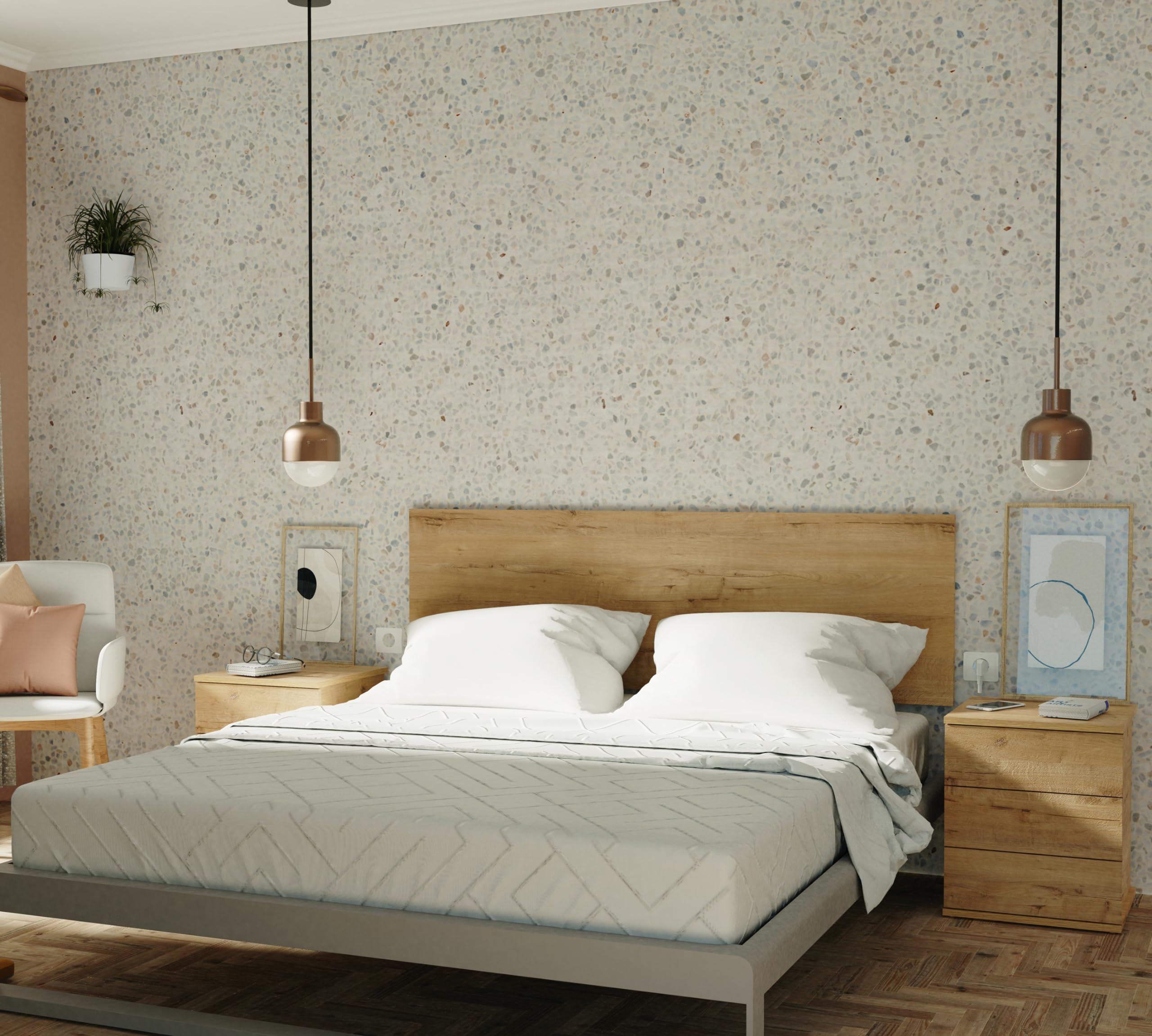 Muebles Pitarch | Comodino 3 Cassetti con Guide Metalliche, Rovere Gold, 48,5x41x40 cm (altezza x larghezza x profondità), Piccola Cassettiera, Moderna, Modello Dana
