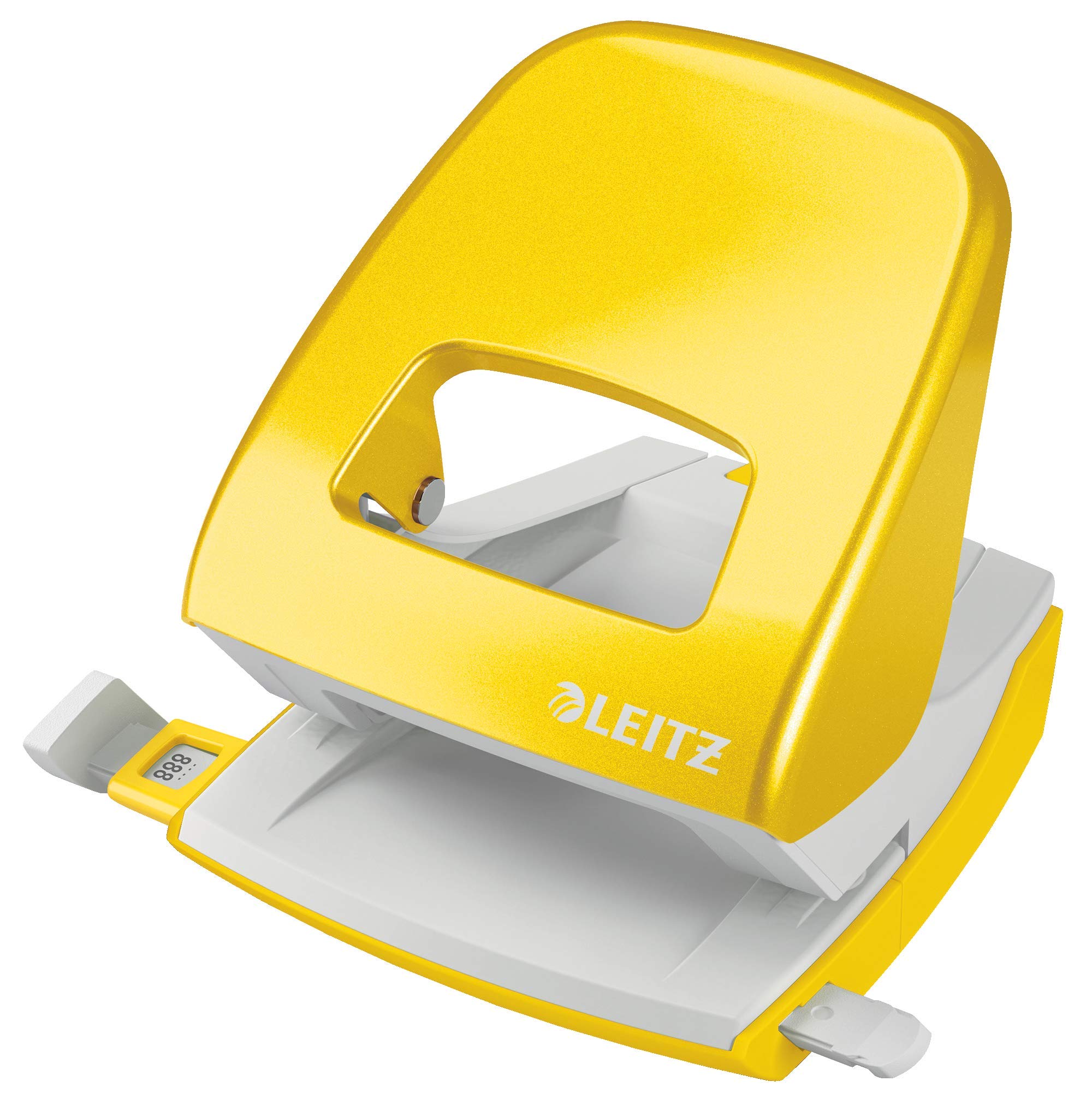 Leitz NeXXt Locher, 30 Blatt, Metall, Anschlagschiene mit Formatangaben, gelb, WOW, 50081016 (Locher + Heftgerät)