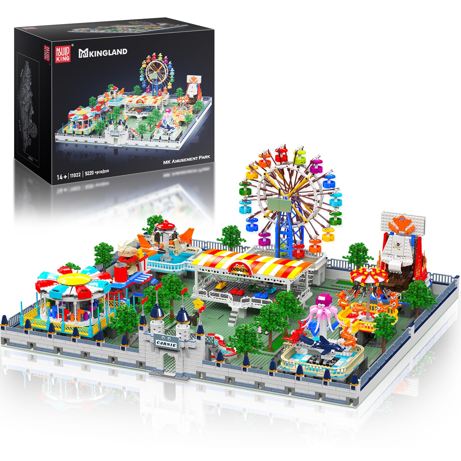 Mould King Parco divertimenti gigante, 11022, modello elettrico con ruota gigante e nave pirata, set di mattoncini MOC per ragazzi e ragazze dai 14 anni e adulti (5220 pezzi)