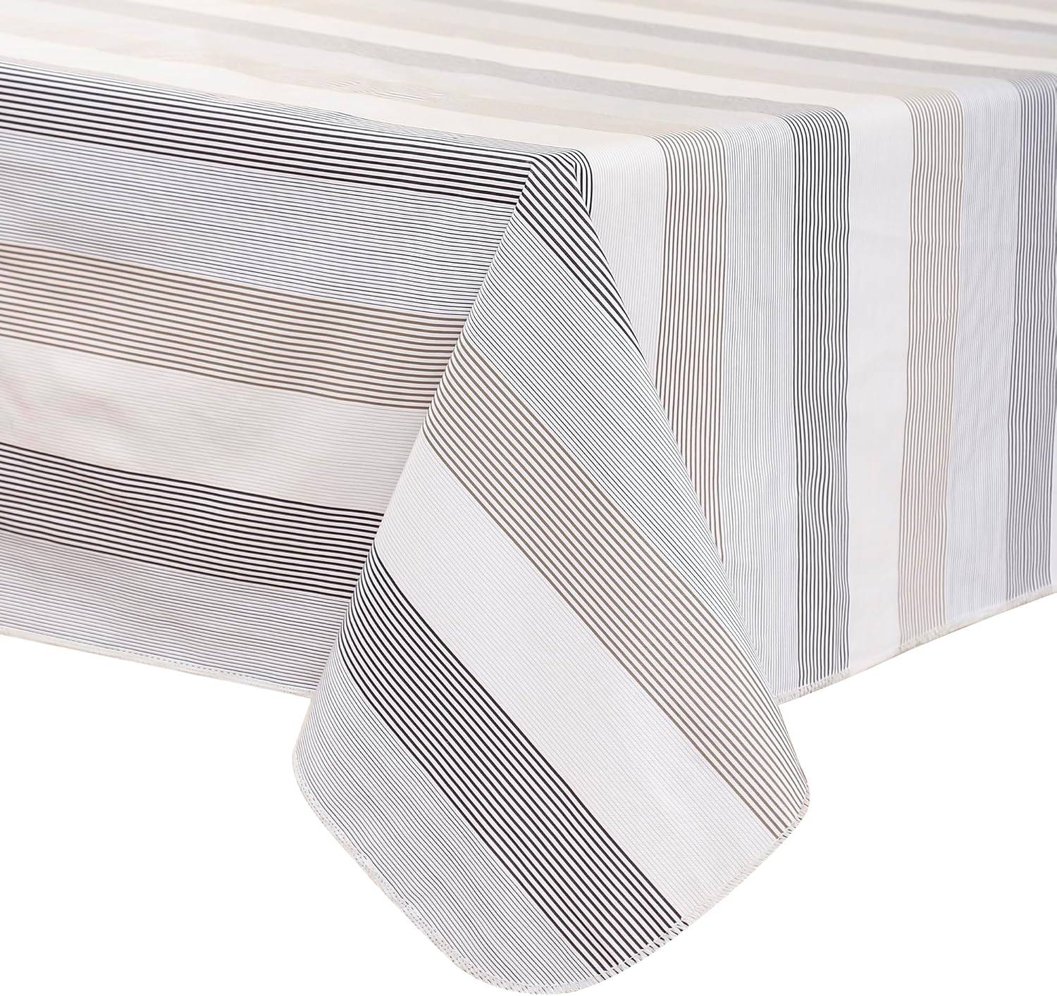 Walrus Heavy Duty Vinyl Tablecloth with Flannel Backing Waterproof Oil-Proof Plastic Table Cloth Stain-Resistant Wipeable Rectangle or Square Table Cover for Indoor and Outdoor (Line,60x102 Inch)