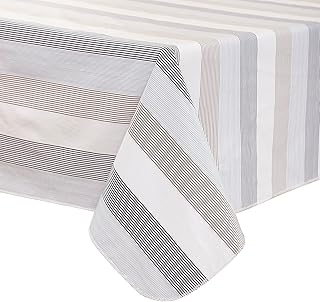 Walrus Heavy Duty Vinyl Tablecloth with Flannel Backing Waterproof Oil-Proof Plastic Table Cloth Stain-Resistant Wipeable Rectangle or Square Table Cover for Indoor and Outdoor (Line,60x84 Inch)