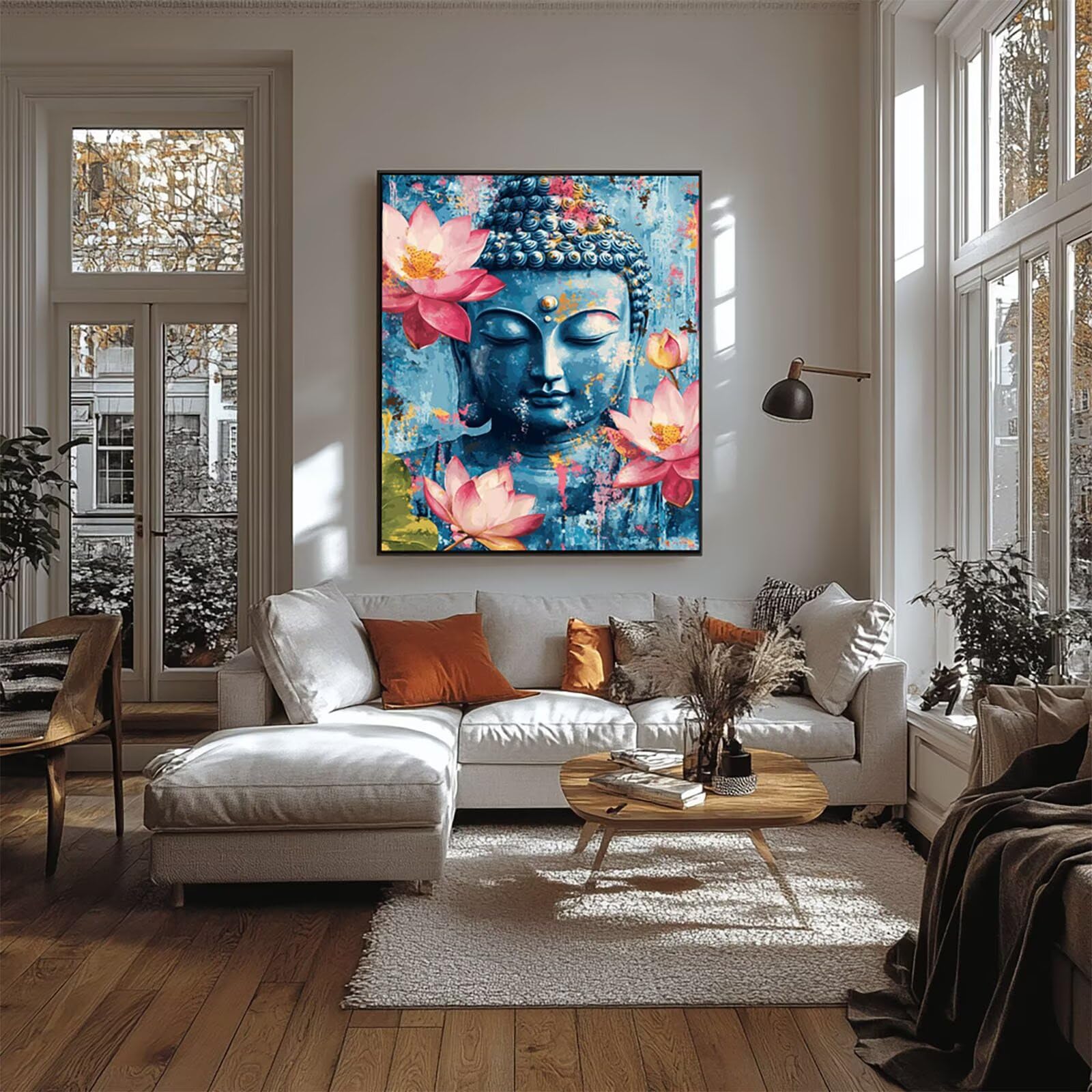 Malowanie po numerach, dla dorosłych, zestawy do malowania kwiatów po numerach, Zen, hobby dla dorosłych i kobiet, artykuły artystyczne, 80 x 112 cm, sztuka ścienna, przejrzystość kolorów, płótno do
