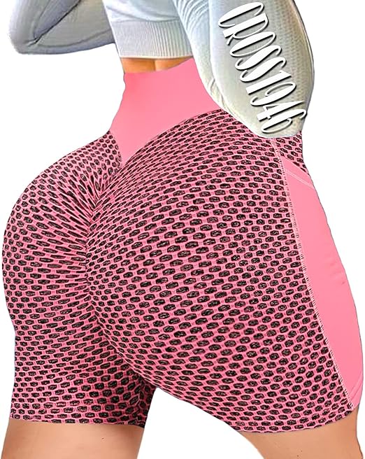 CROSS1946 Ruched Cycling Shorts with Pockets for Women Scrunch Butt